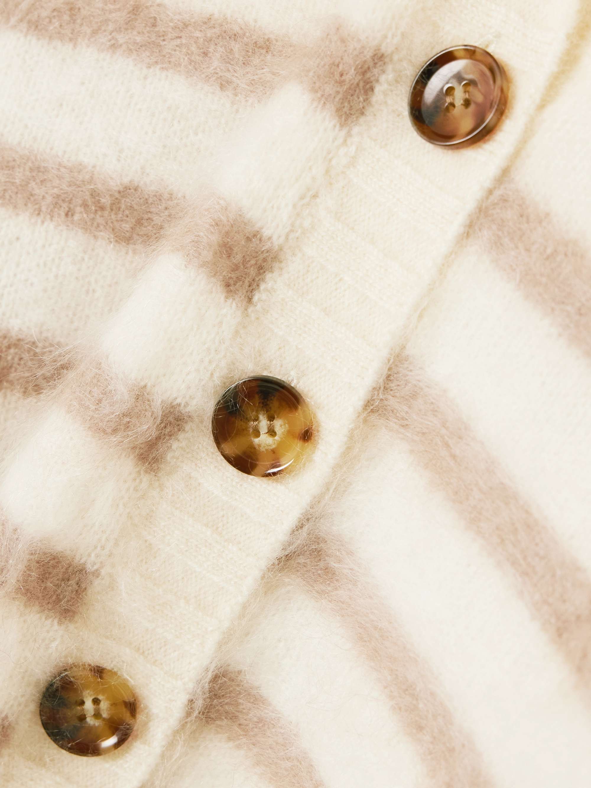 Striped brushed-cashmere cardigan view