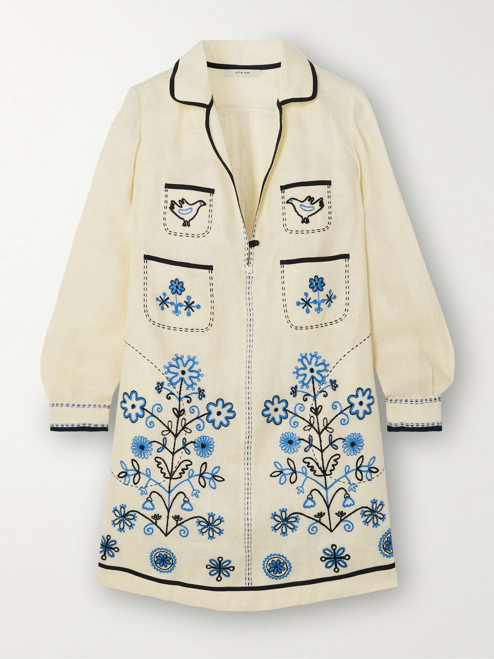 Misha embroidered linen mini dress view
