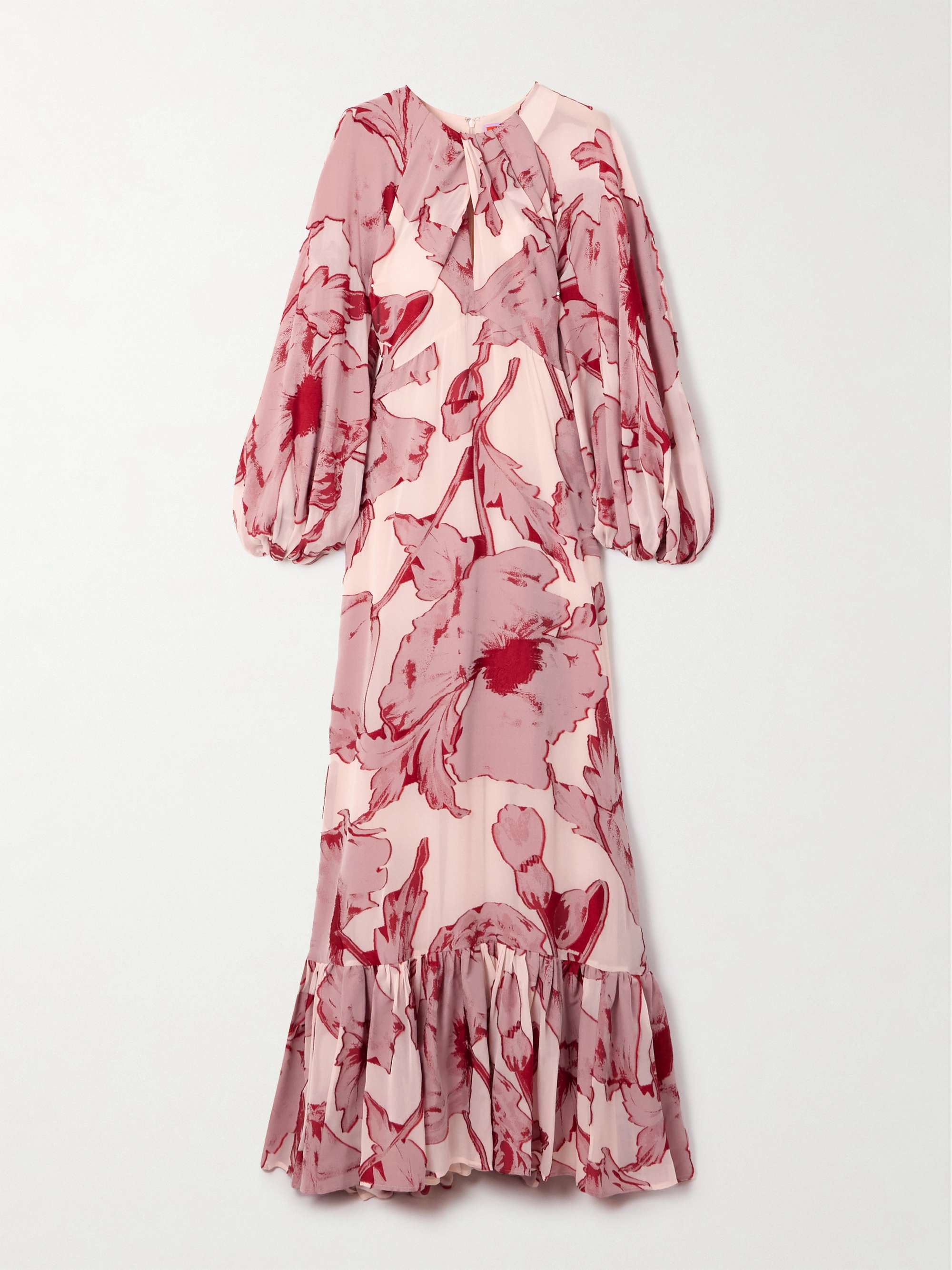 Printed silk-blend chiffon maxi dress view