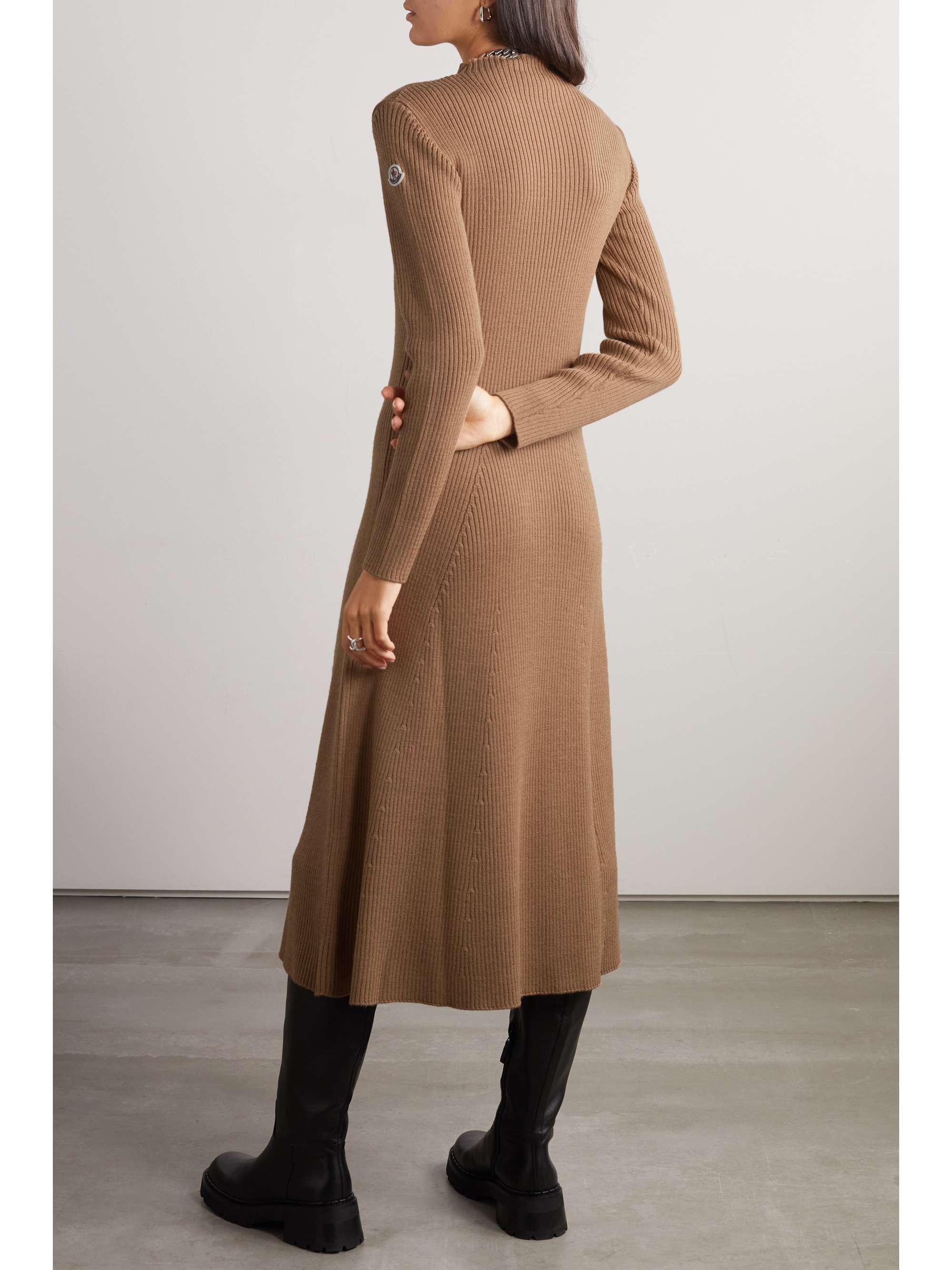 Ribbed wool-blend midi dress view