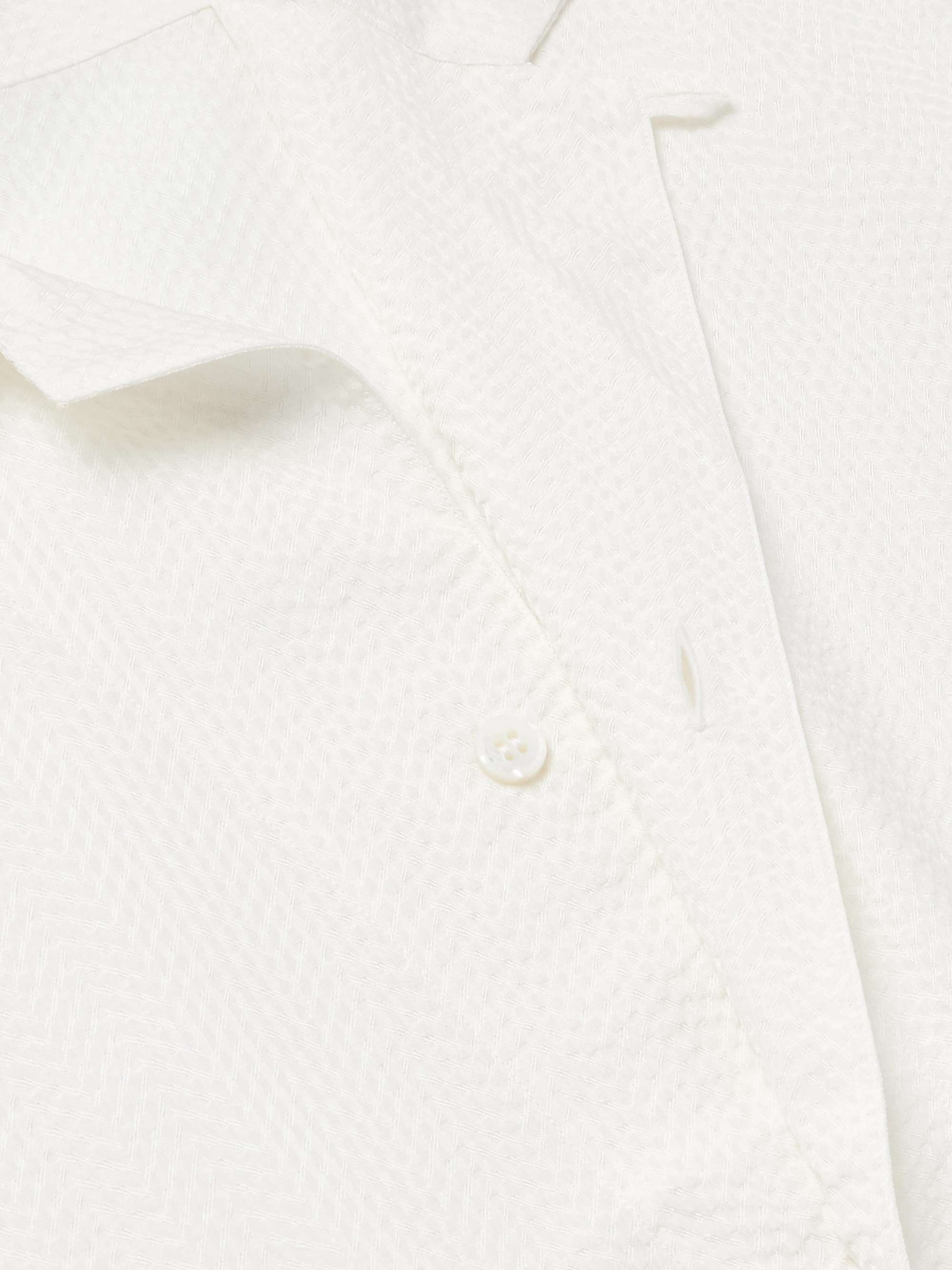 Convertible-Collar Silk-Seersucker Shirt view