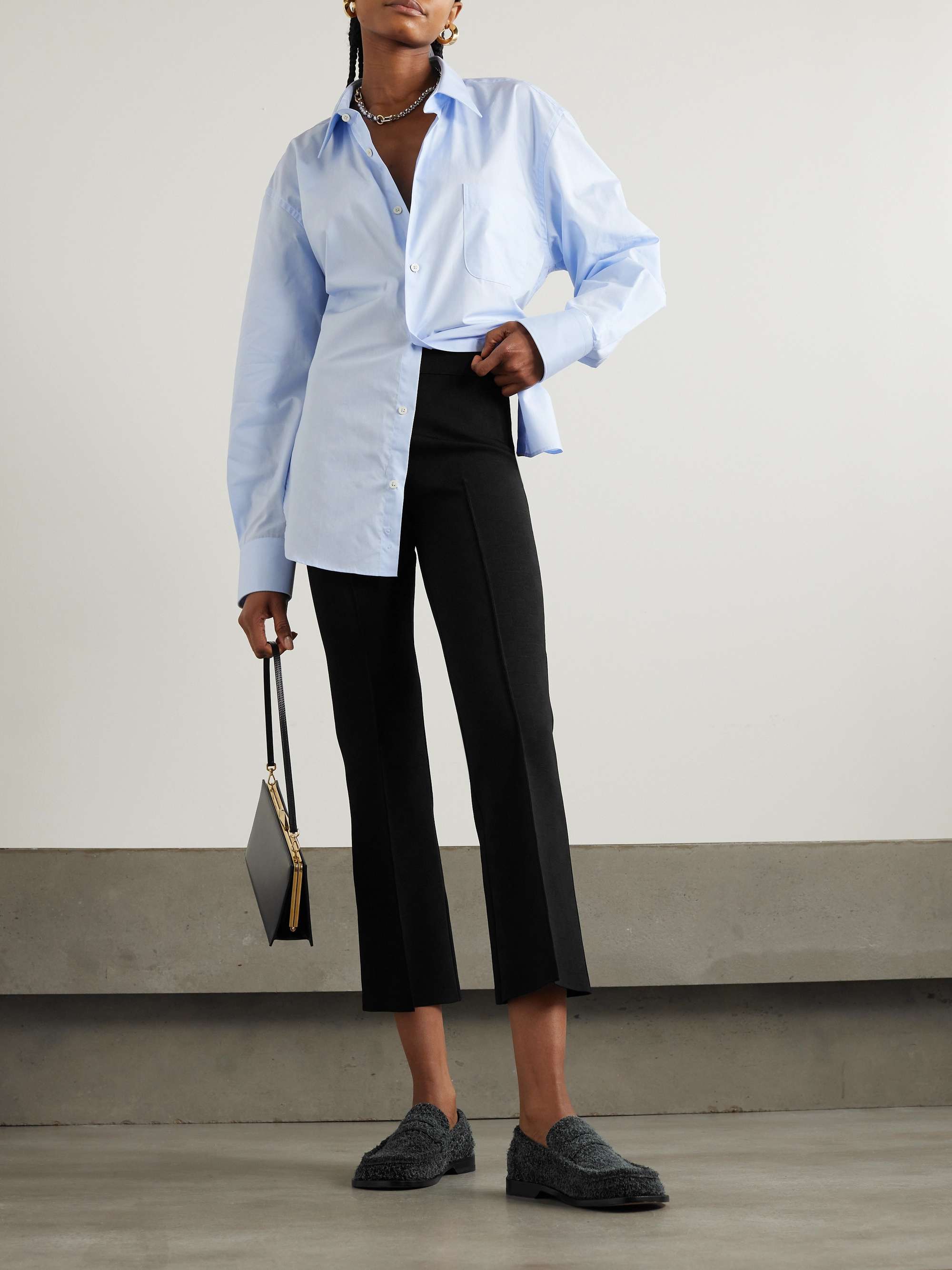 NSFW Crop Kick checked stretch-knit flared pants view