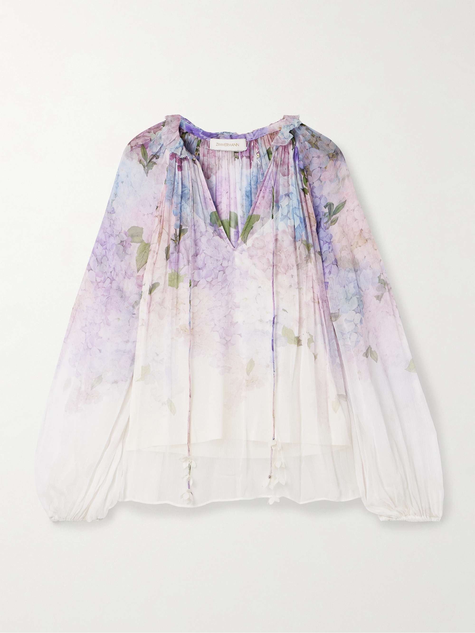 Dawning pleated floral-print crepon blouse view