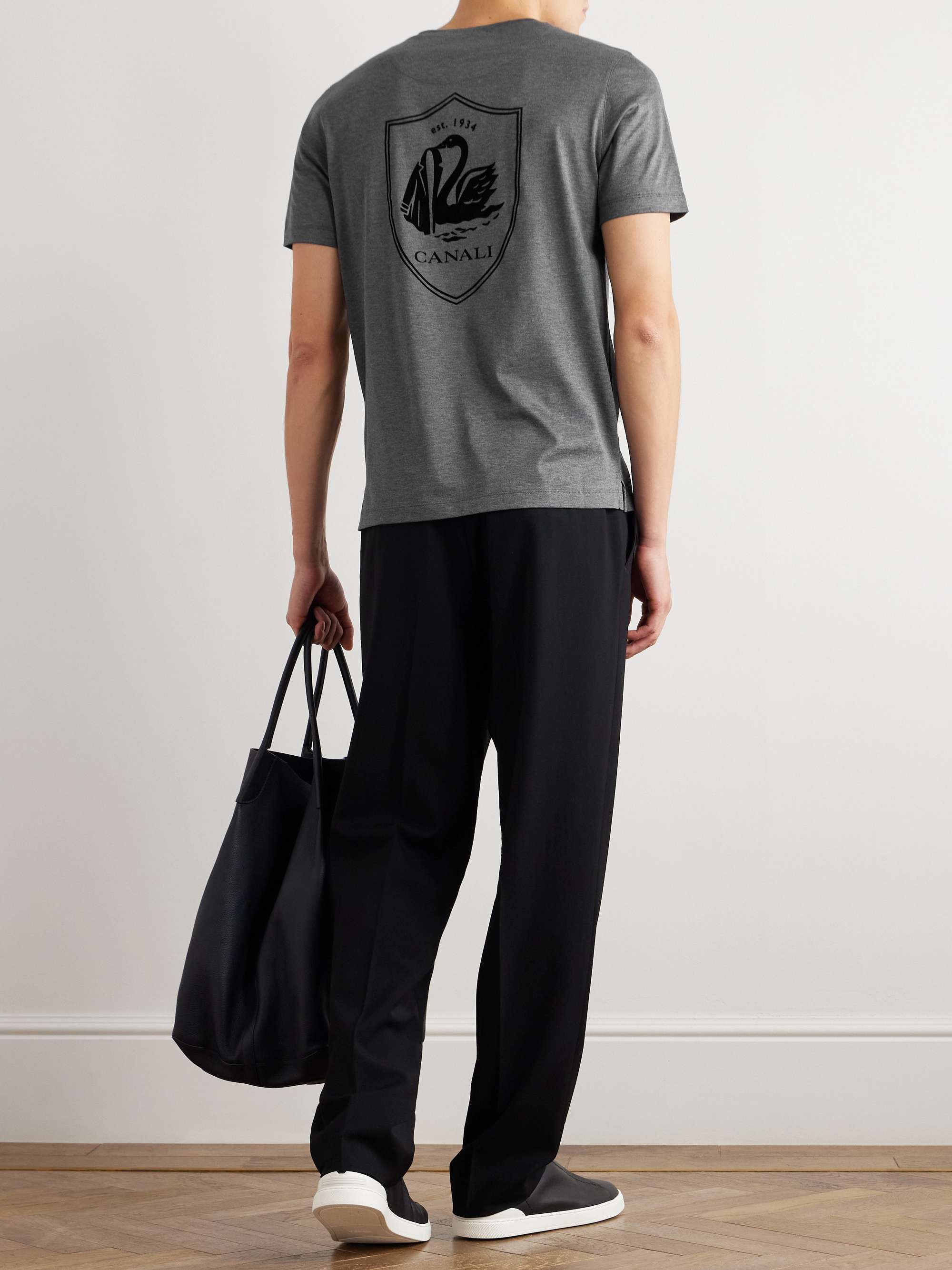 Logo-Embroidered Printed Cotton and Silk-Blend Jersey T-Shirt view