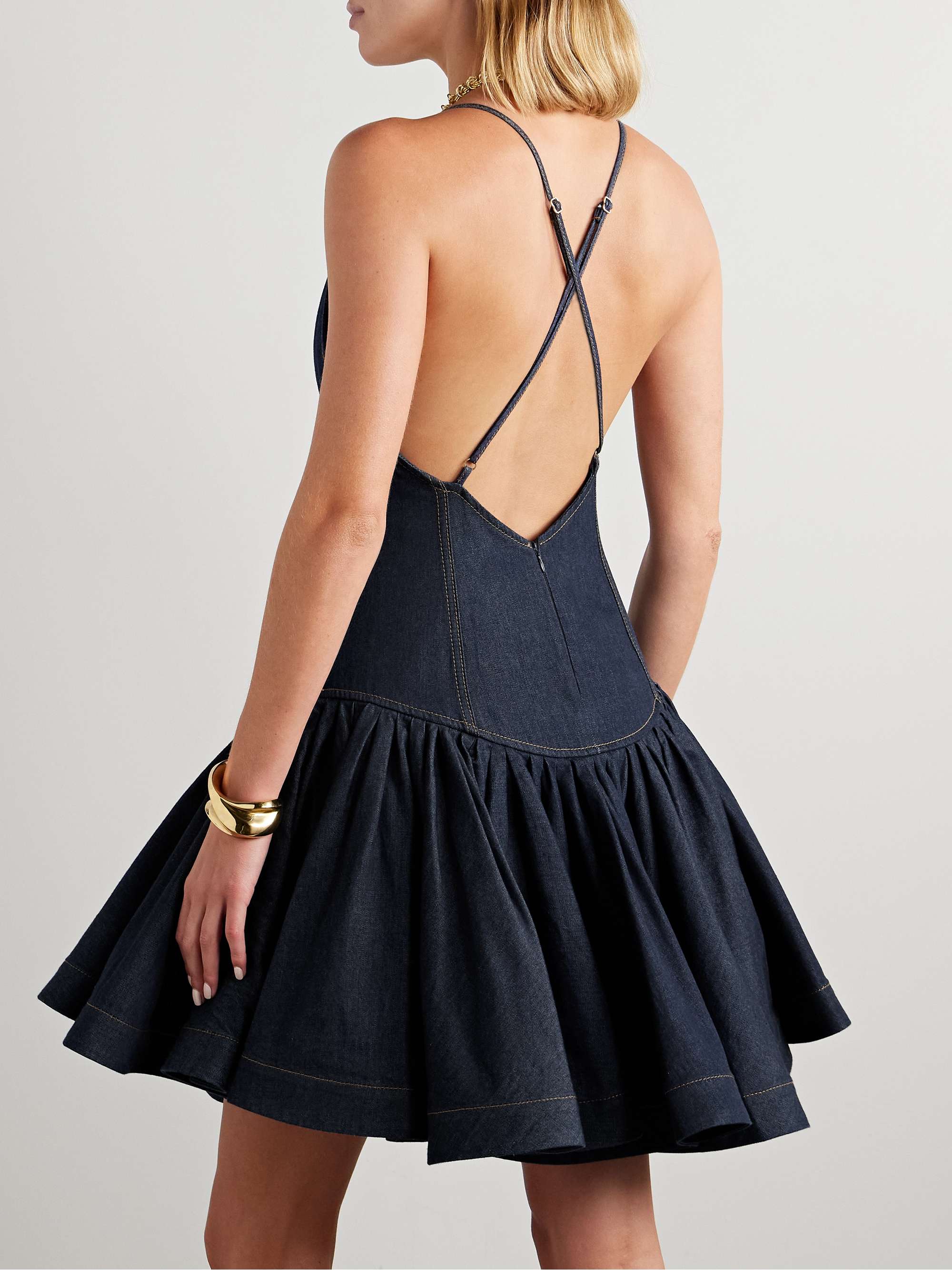 Crush gathered denim mini dress view