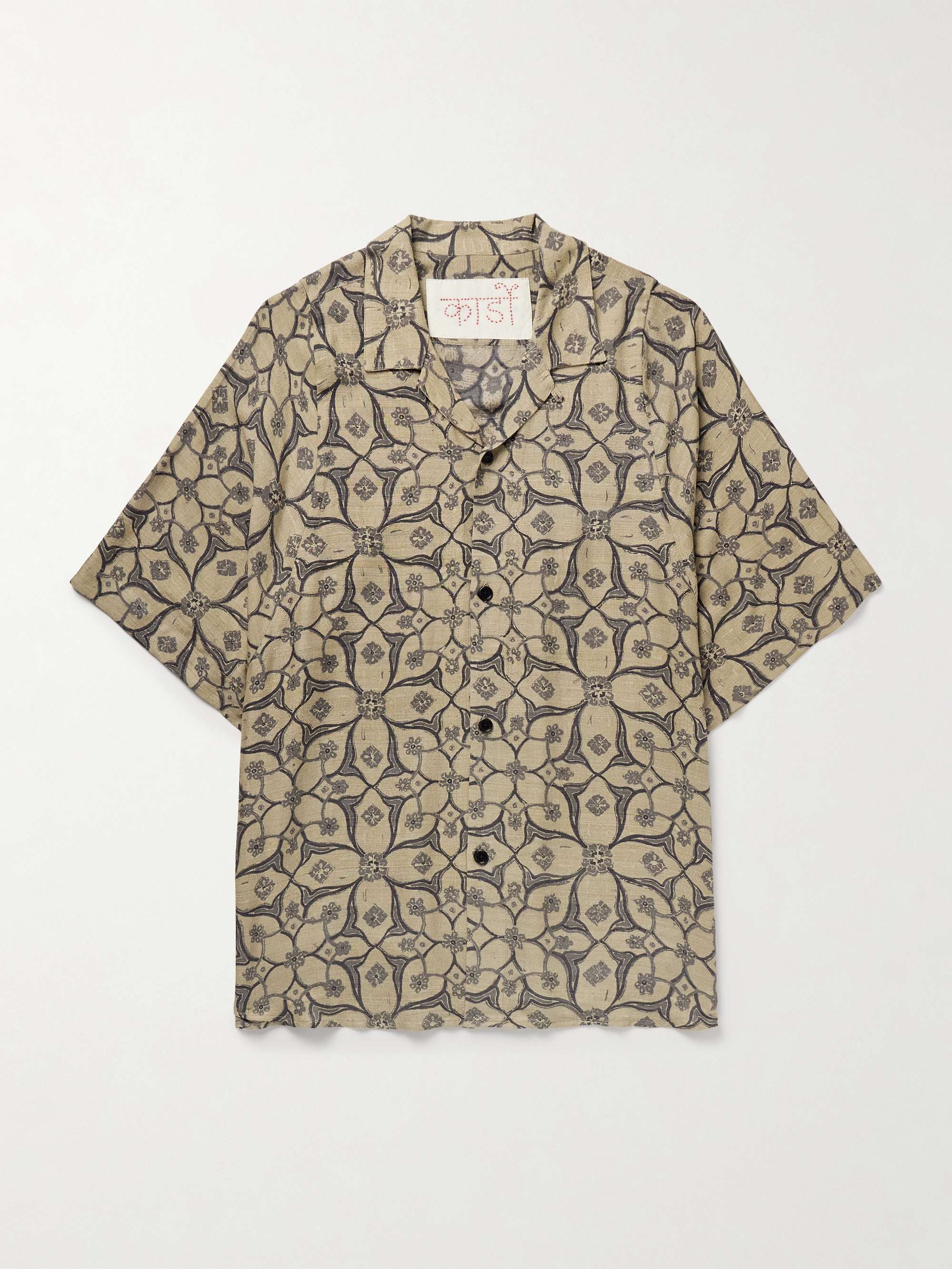 Yusuke Convertible-Collar Printed Silk Shirt view