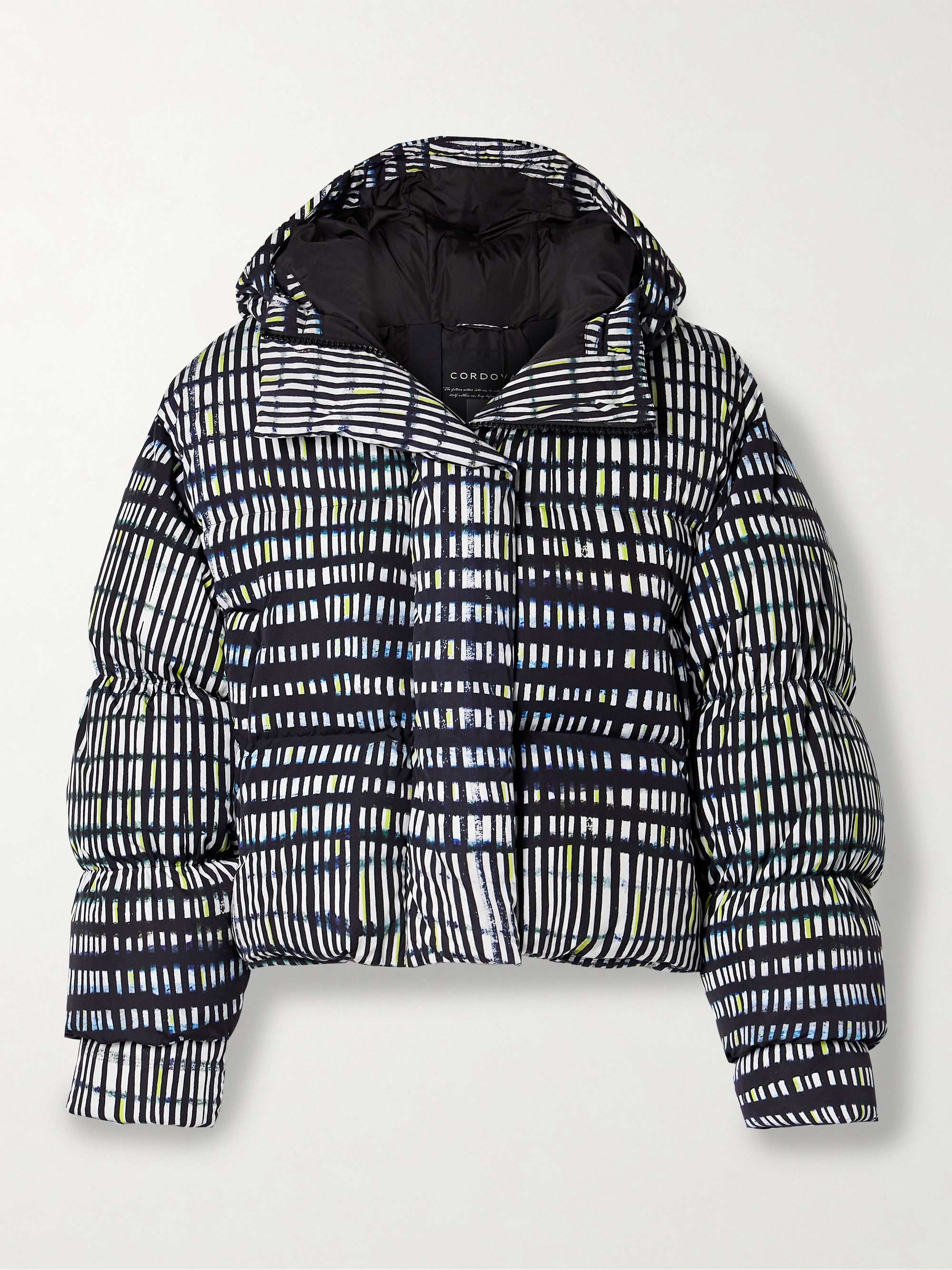 Aomori hooded printed quilted down ski jacket view