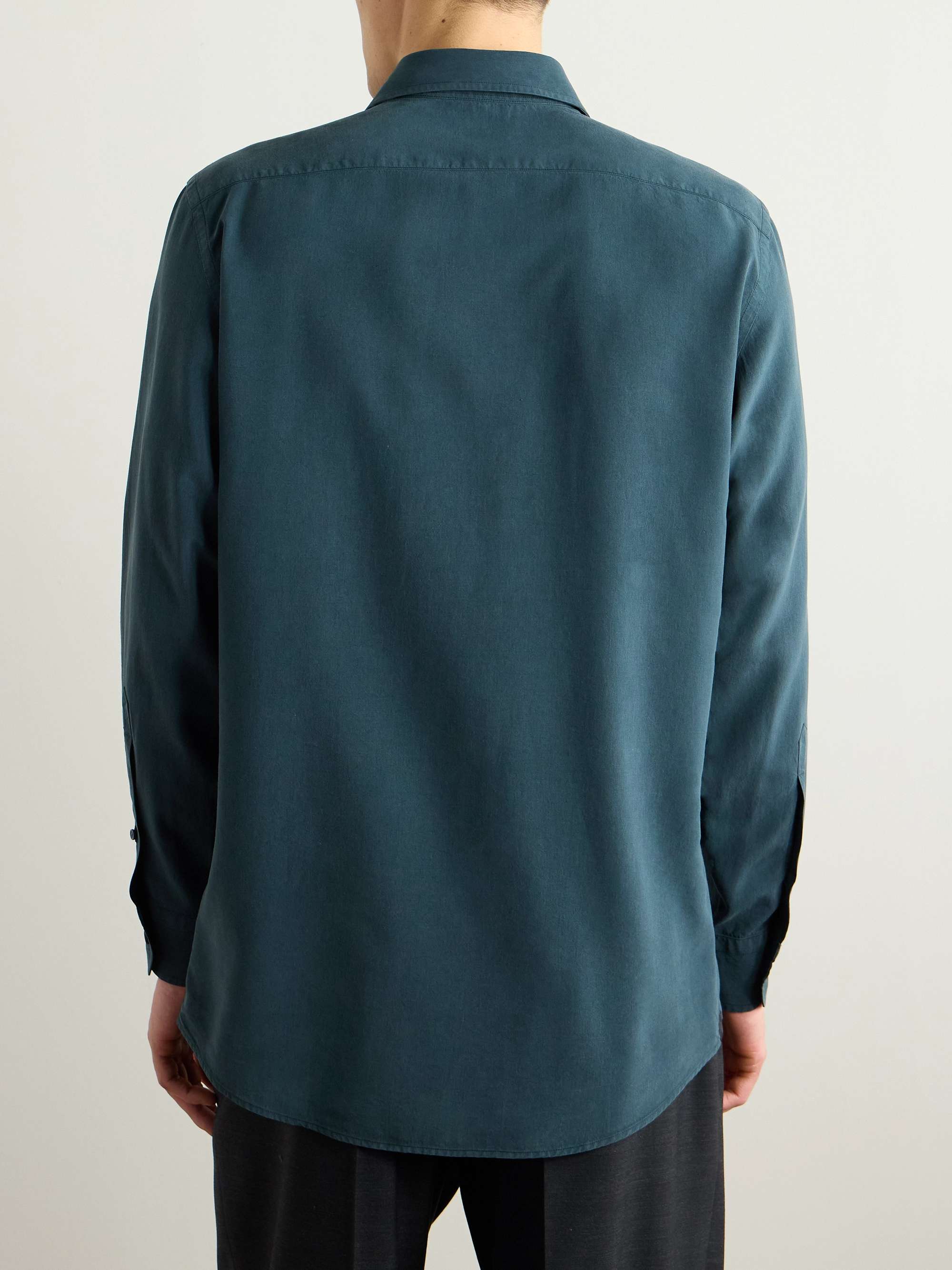 Garment-Dyed Brushed-Silk Shirt view