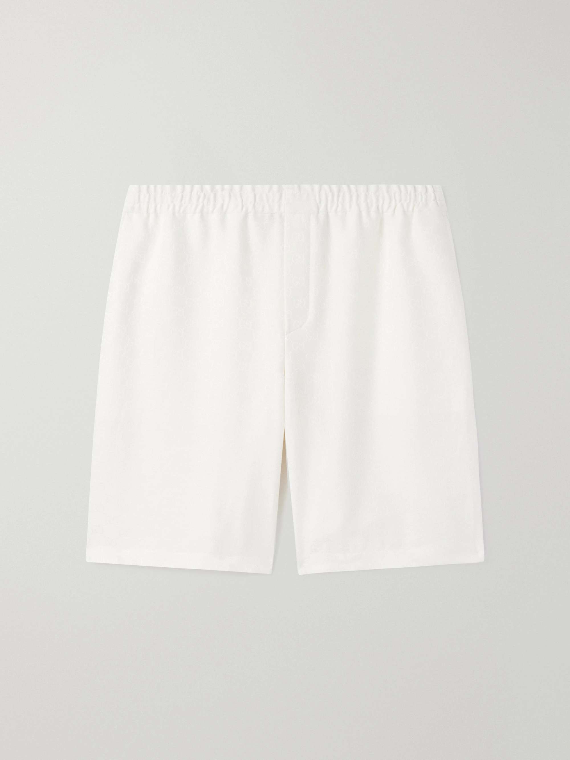 Straight-Leg Logo-Jacquard Linen-Blend Shorts view