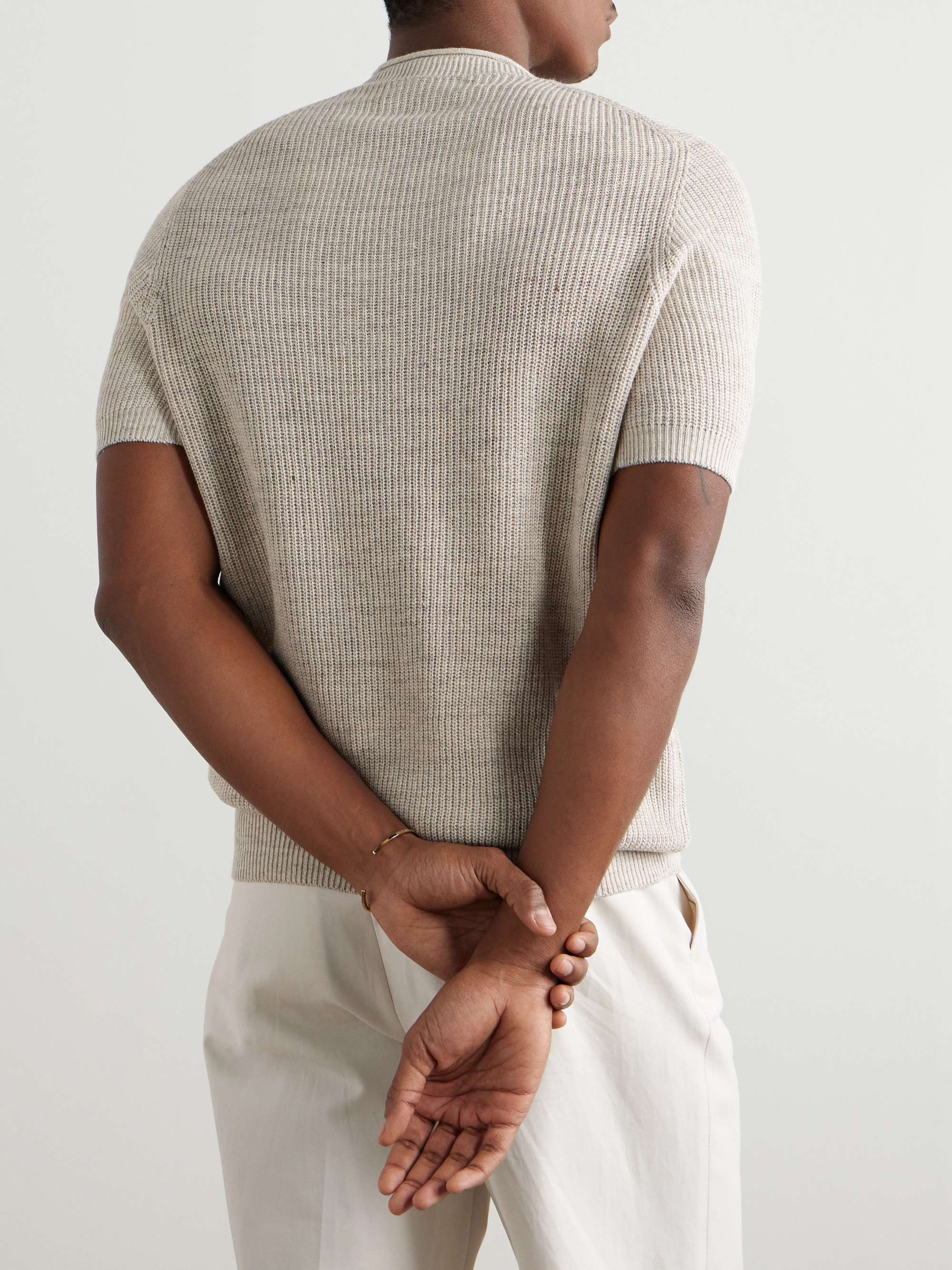 Ribbed Linen and Cotton-Blend T-Shirt view
