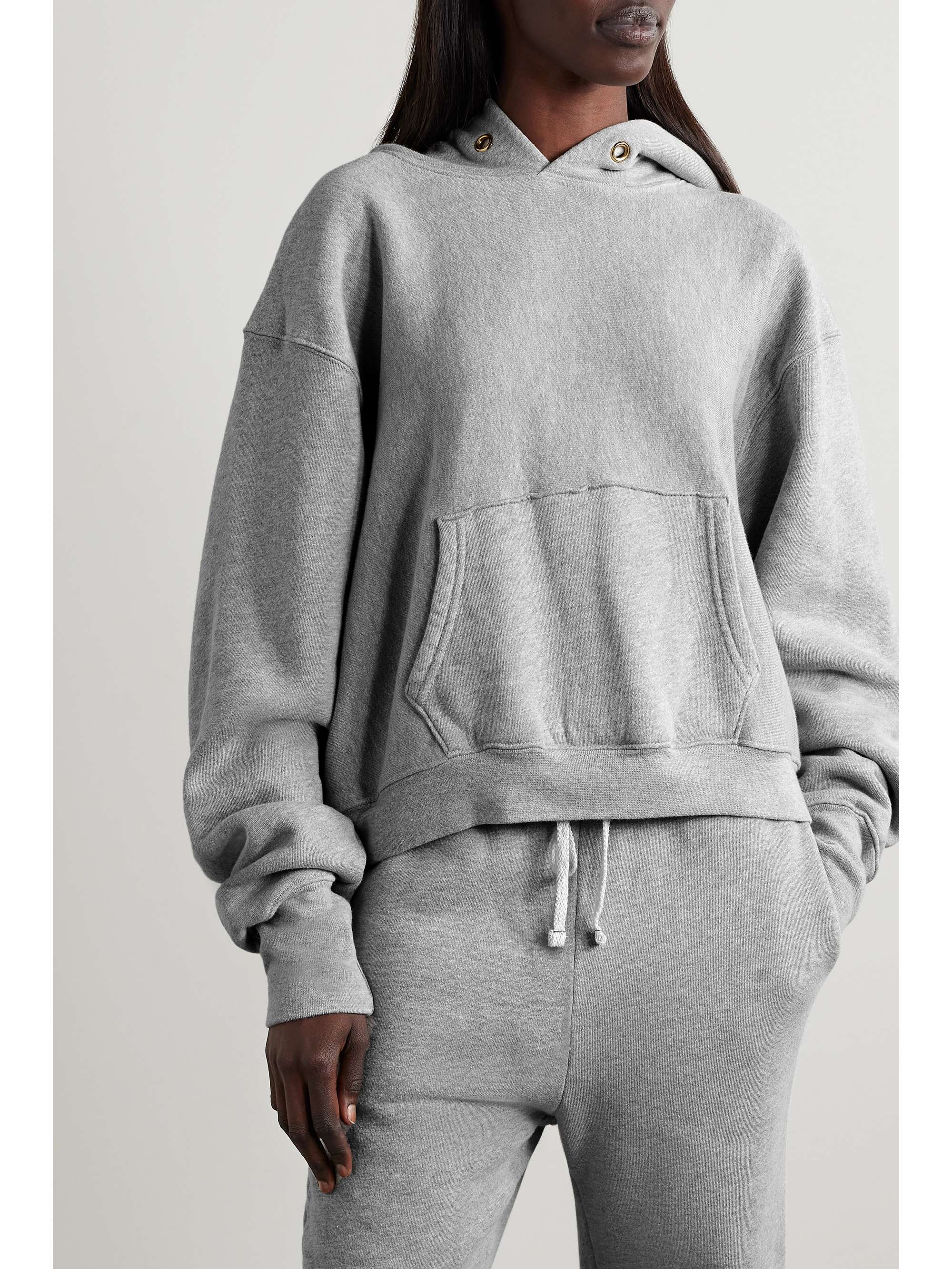 Cara cropped cotton-jersey hoodie view