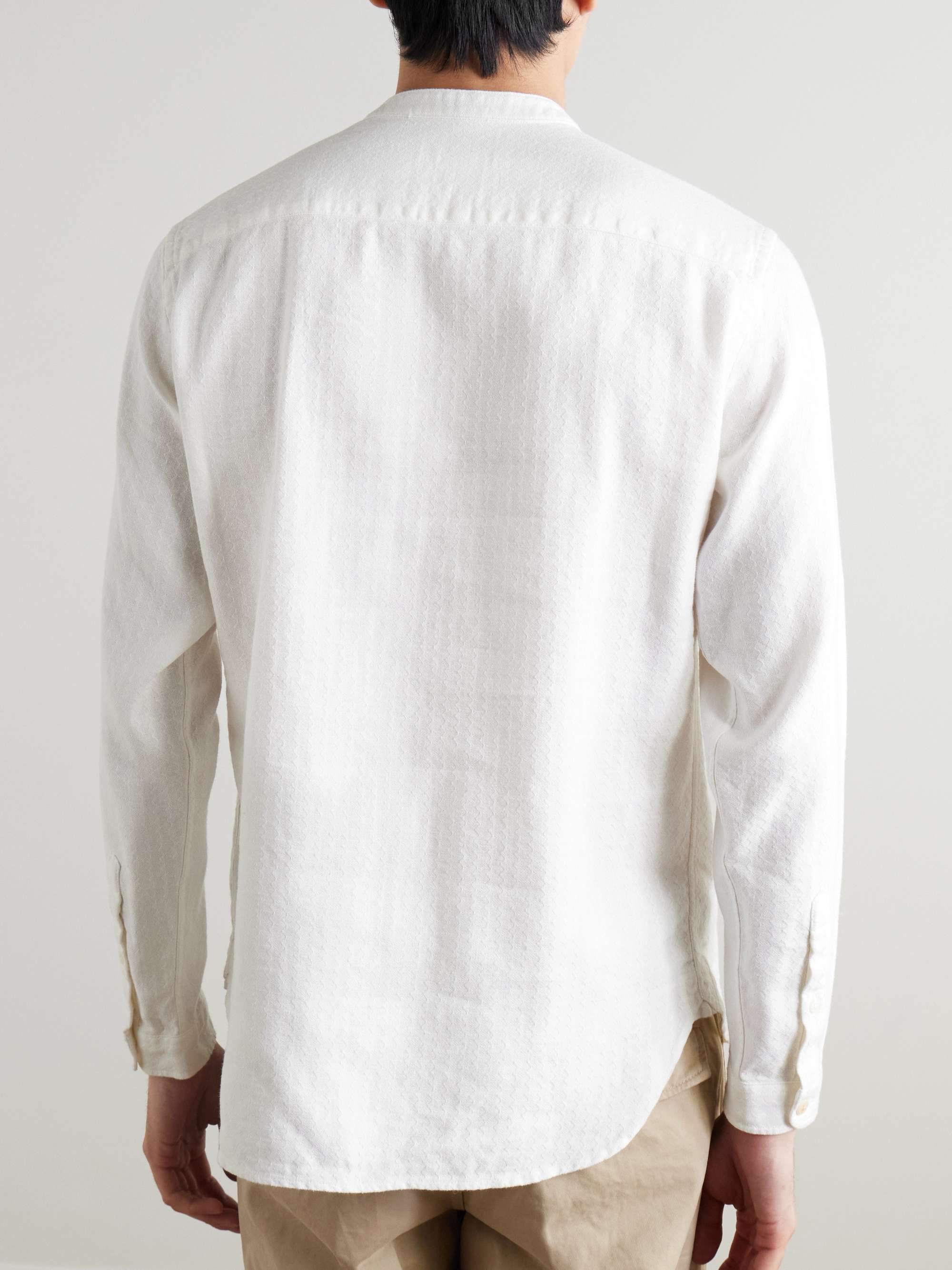 Lennon Grandad-Collar Linen and Cotton-Blend Jacquard Shirt view