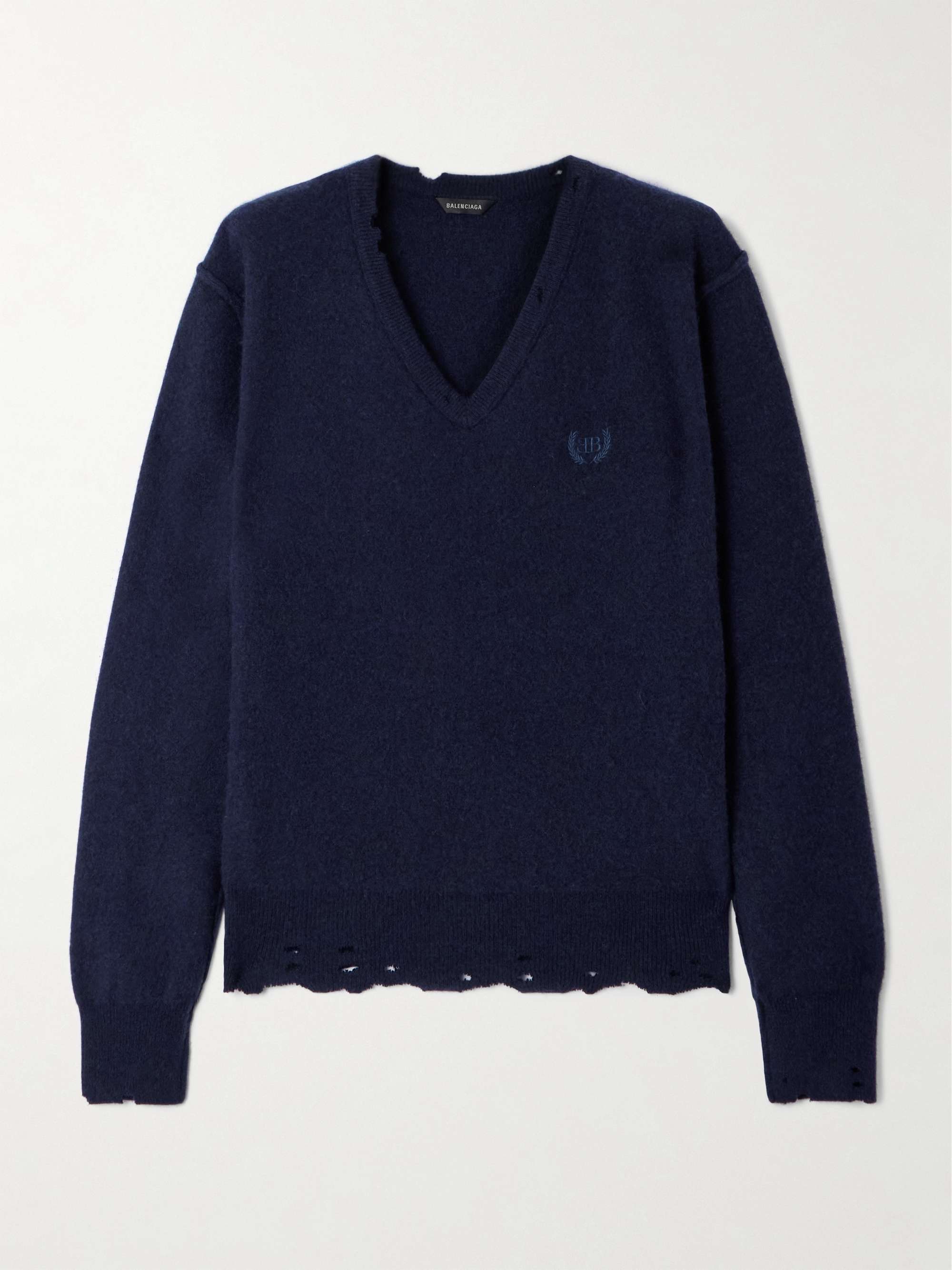 Embroidered cashmere and wool-blend sweater view
