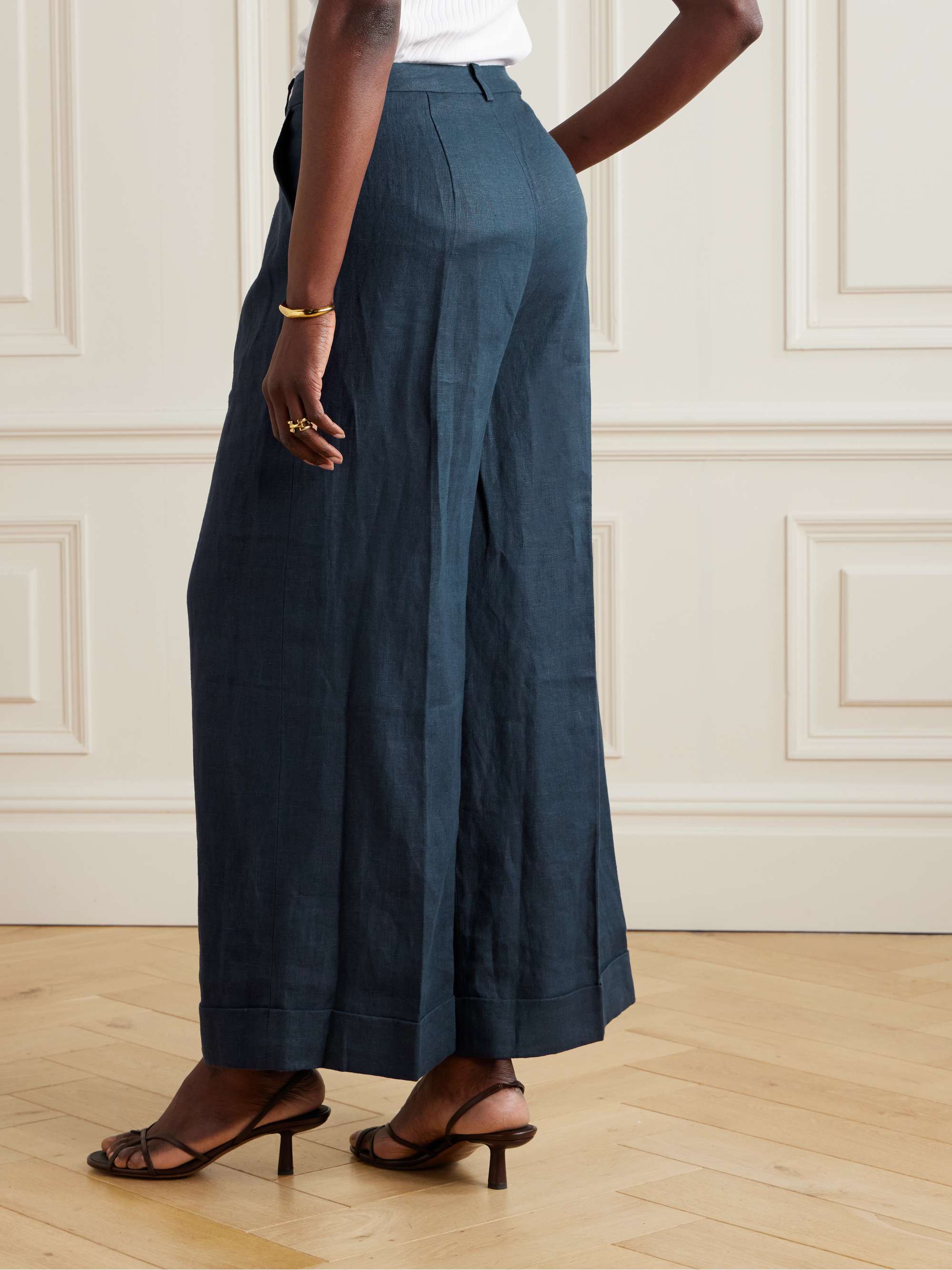 Clove pleated wide-leg linen pants view