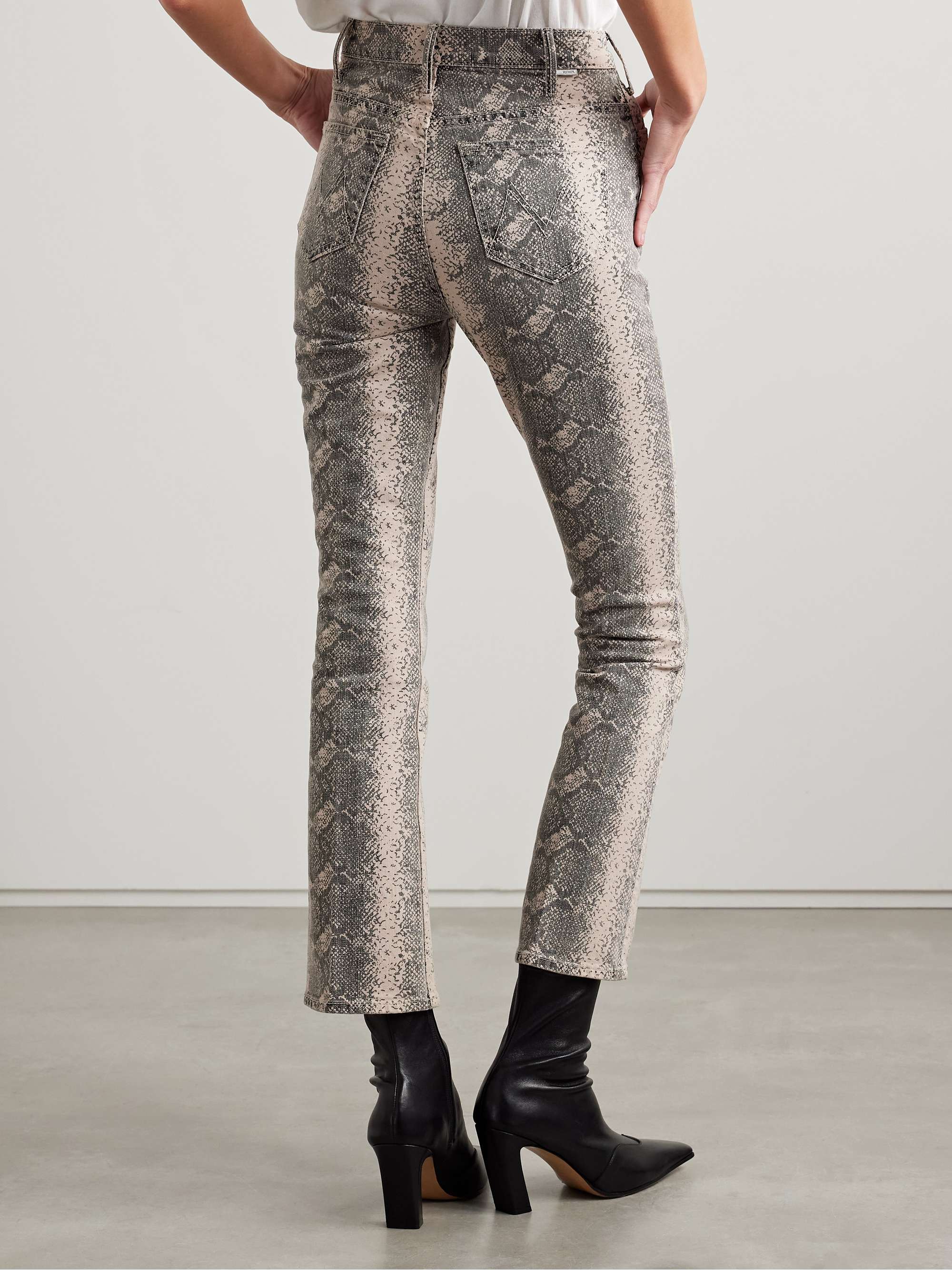 The Hustler cropped snake-print high-rise flared jeans view