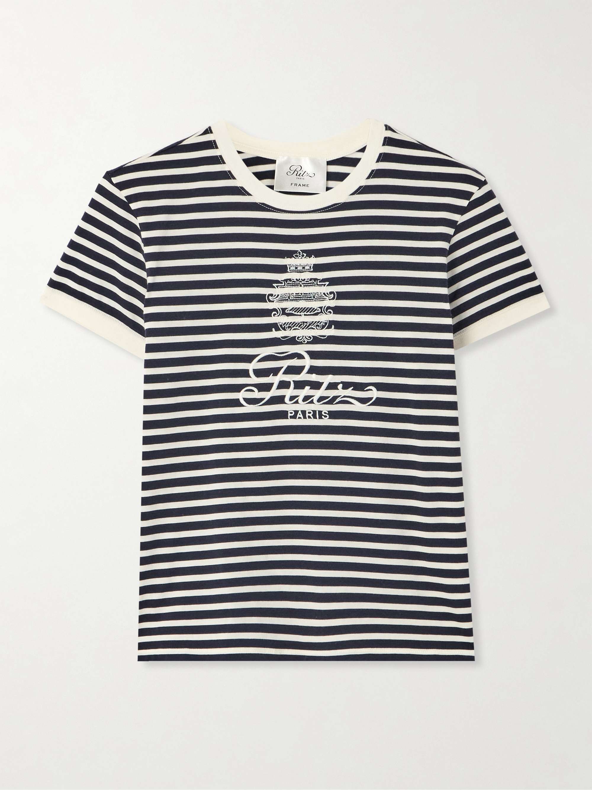 + Ritz Paris embroidered striped cotton-jersey T-shirt view