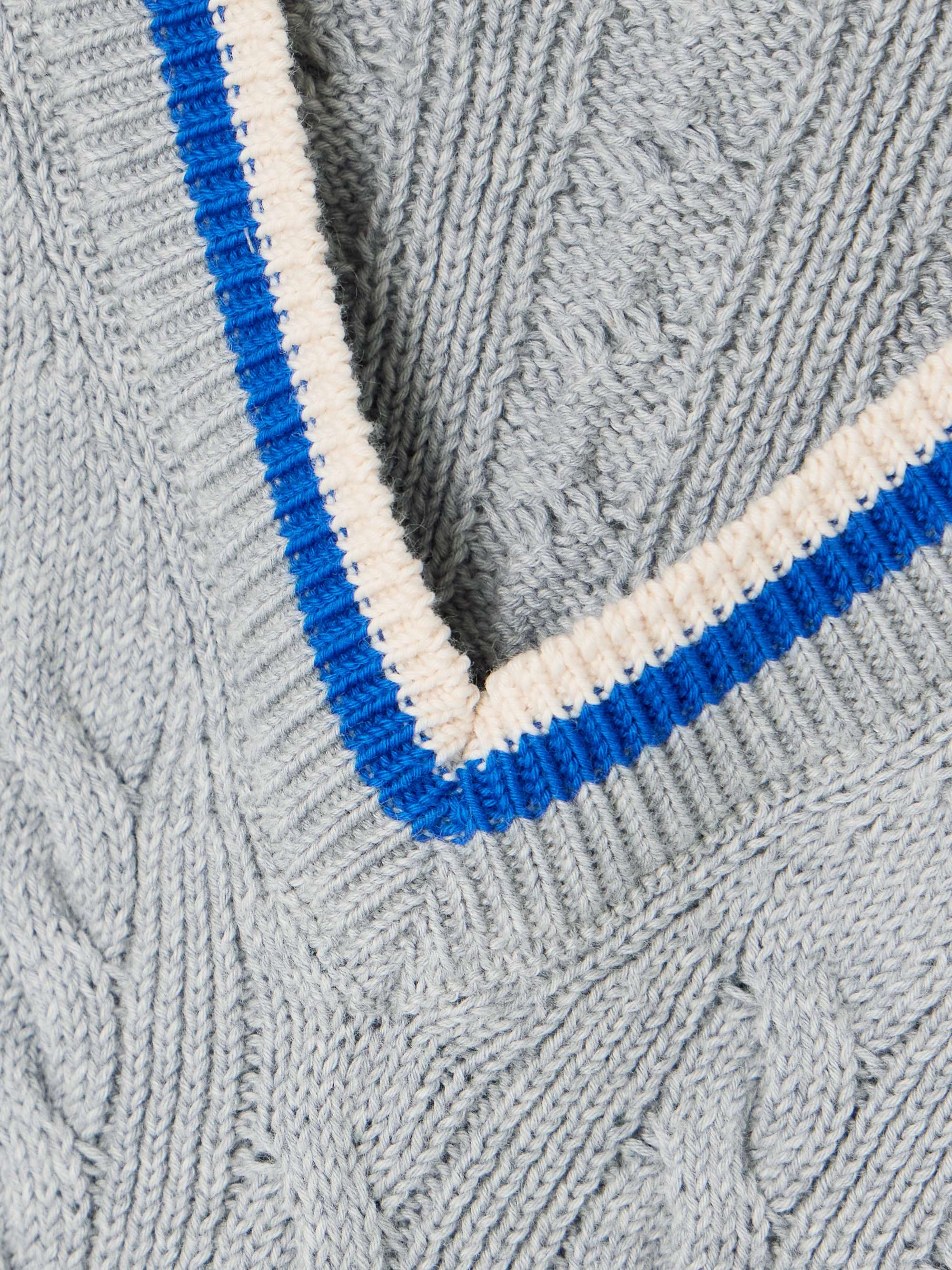 Striped cable-knit cotton-blend vest view