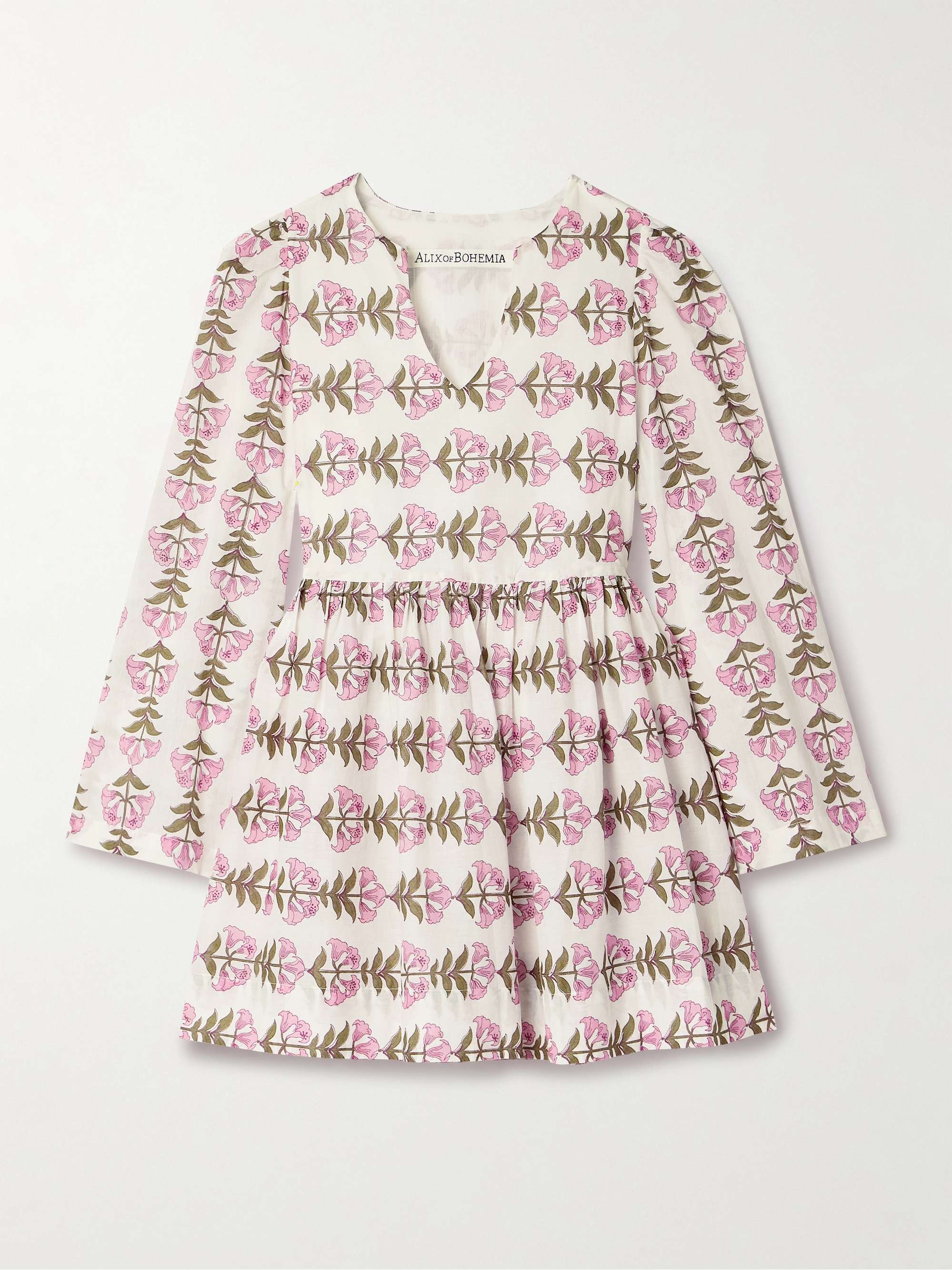 Silvie gathered floral-print cotton-voile mini dress view