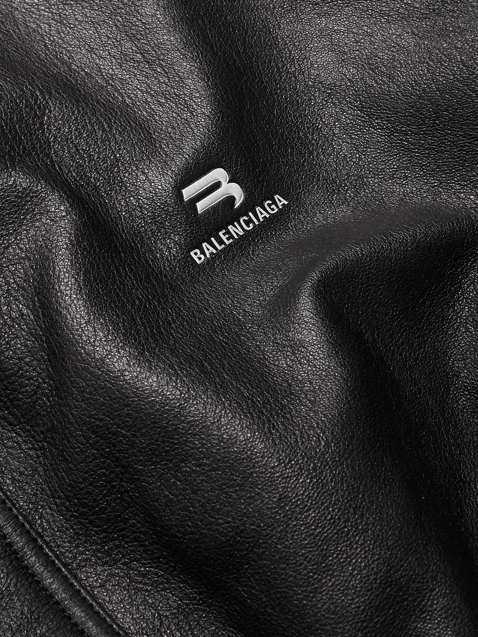 Logo-Embroidered Leather Blouson Jacket view
