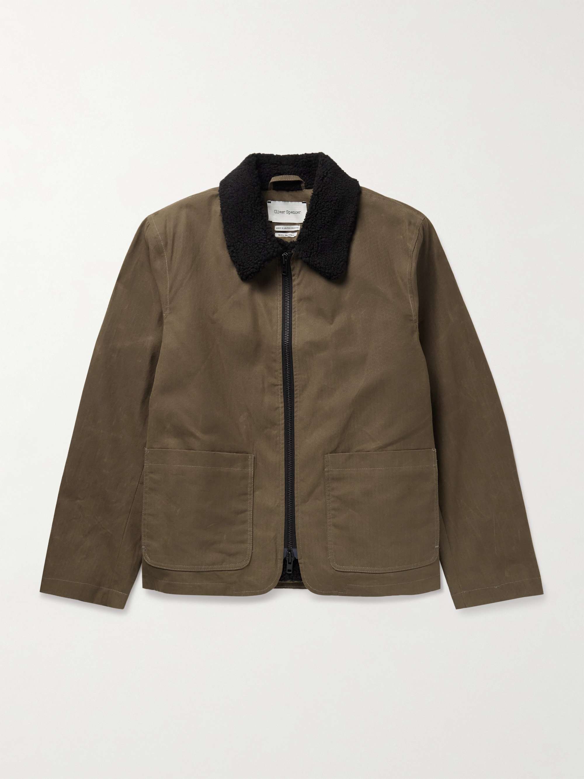 Lambeth Fleece-Trimmed Coated-Cotton Jacket view