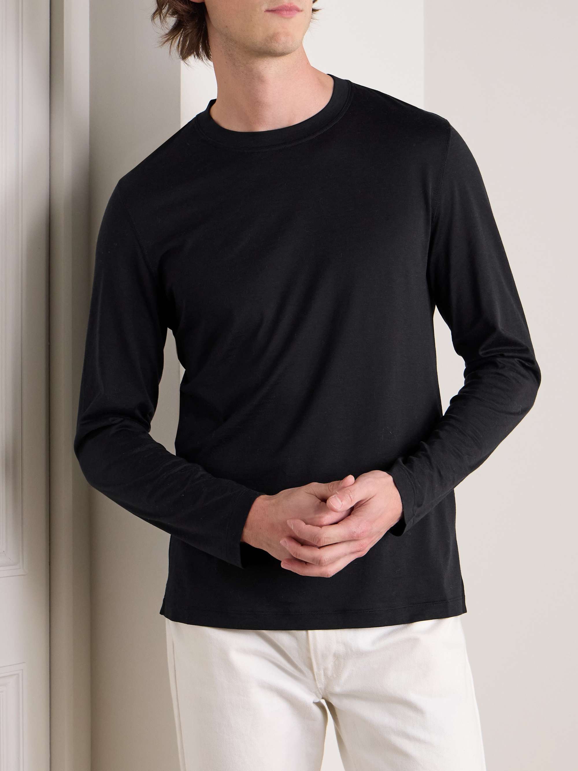 Layered Silk and Cotton-Blend Jersey T-Shirt view