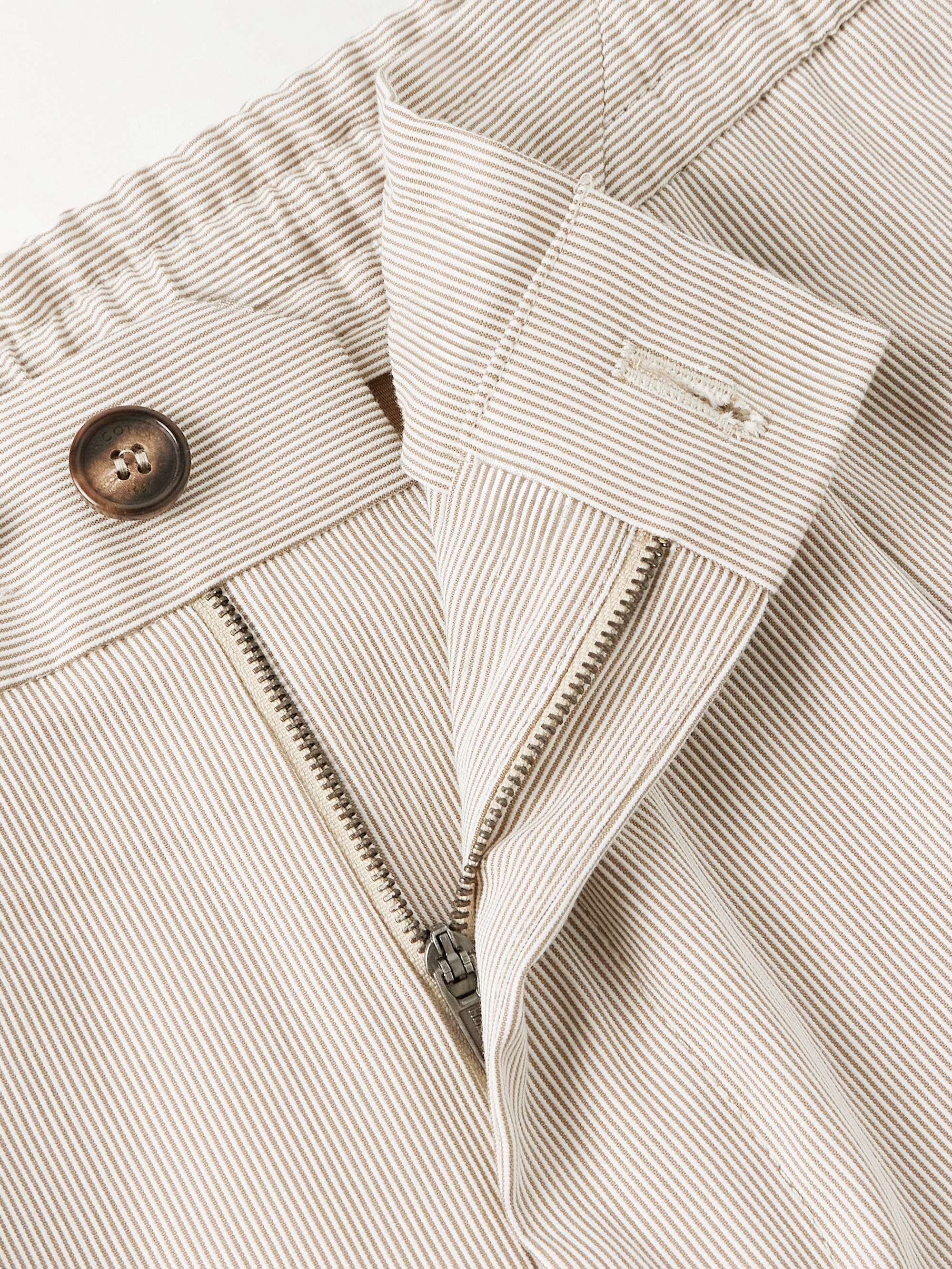 Venezia 1951 Tapered Pleated Striped Cotton Drawstring Trousers view