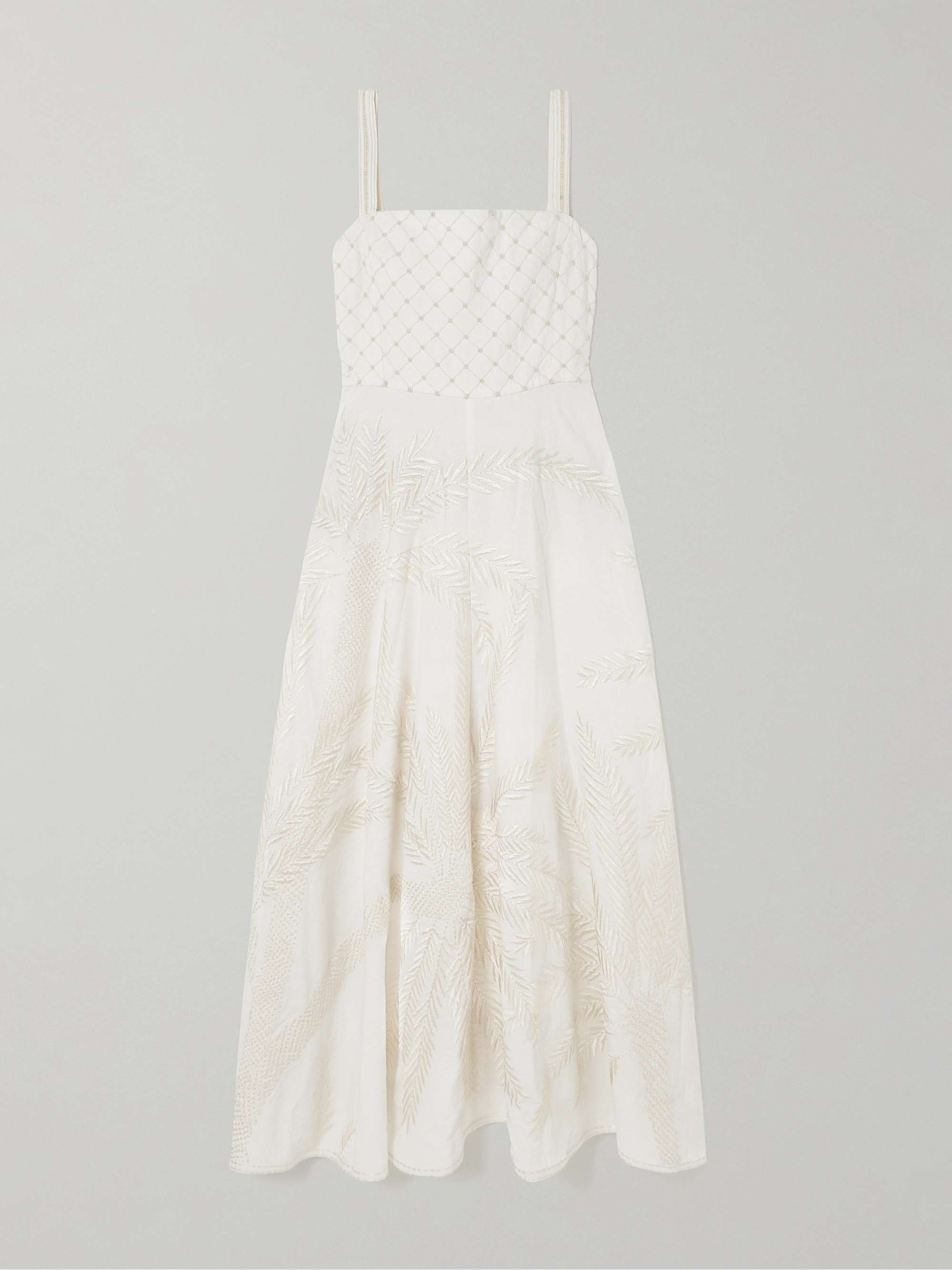 Anabel bead-embellished embroidered ramie and linen-blend midi dress view