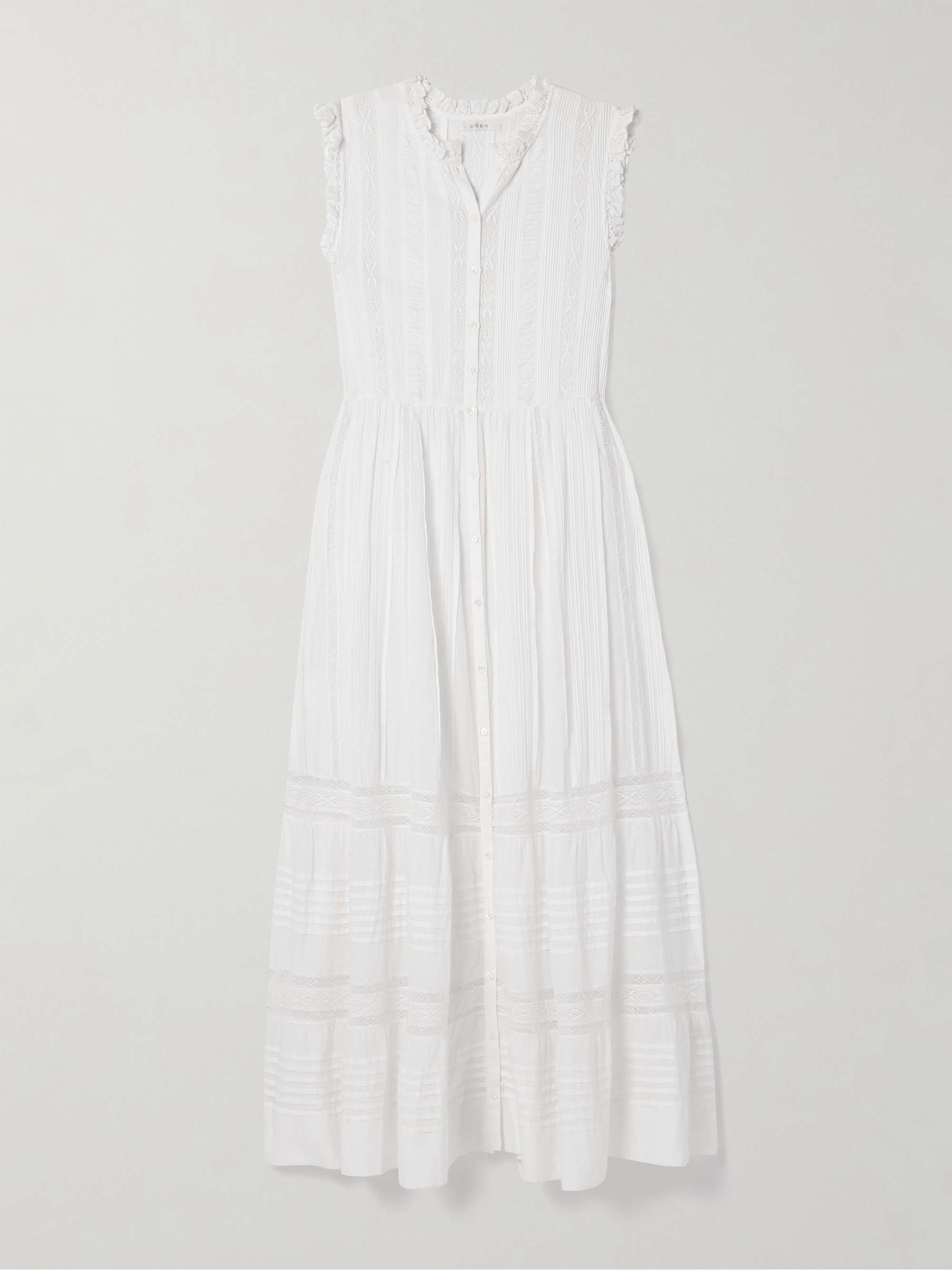Helaine crocheted and pintucked cotton-voile midi dress view