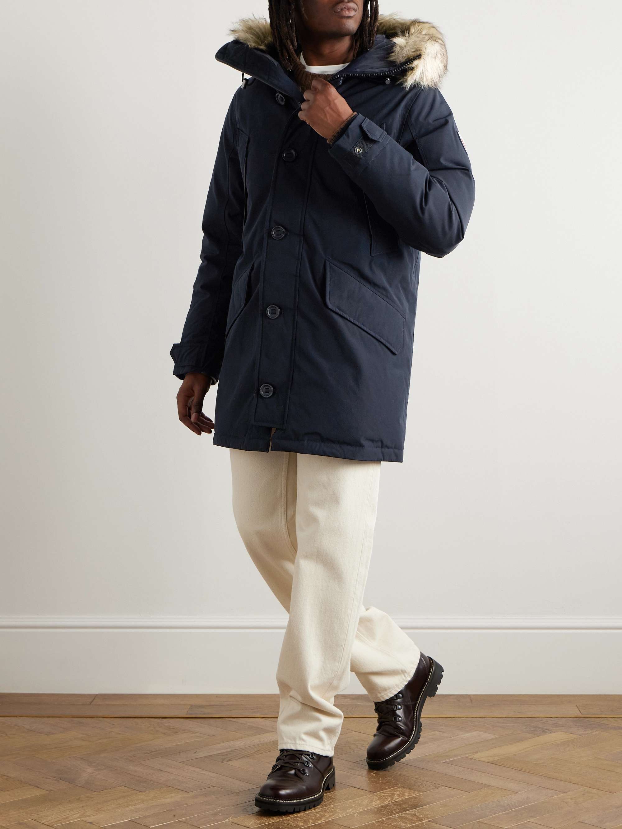 Annex Faux Fur-Trimmed Recycled-Shell Hooded Down Jacket view
