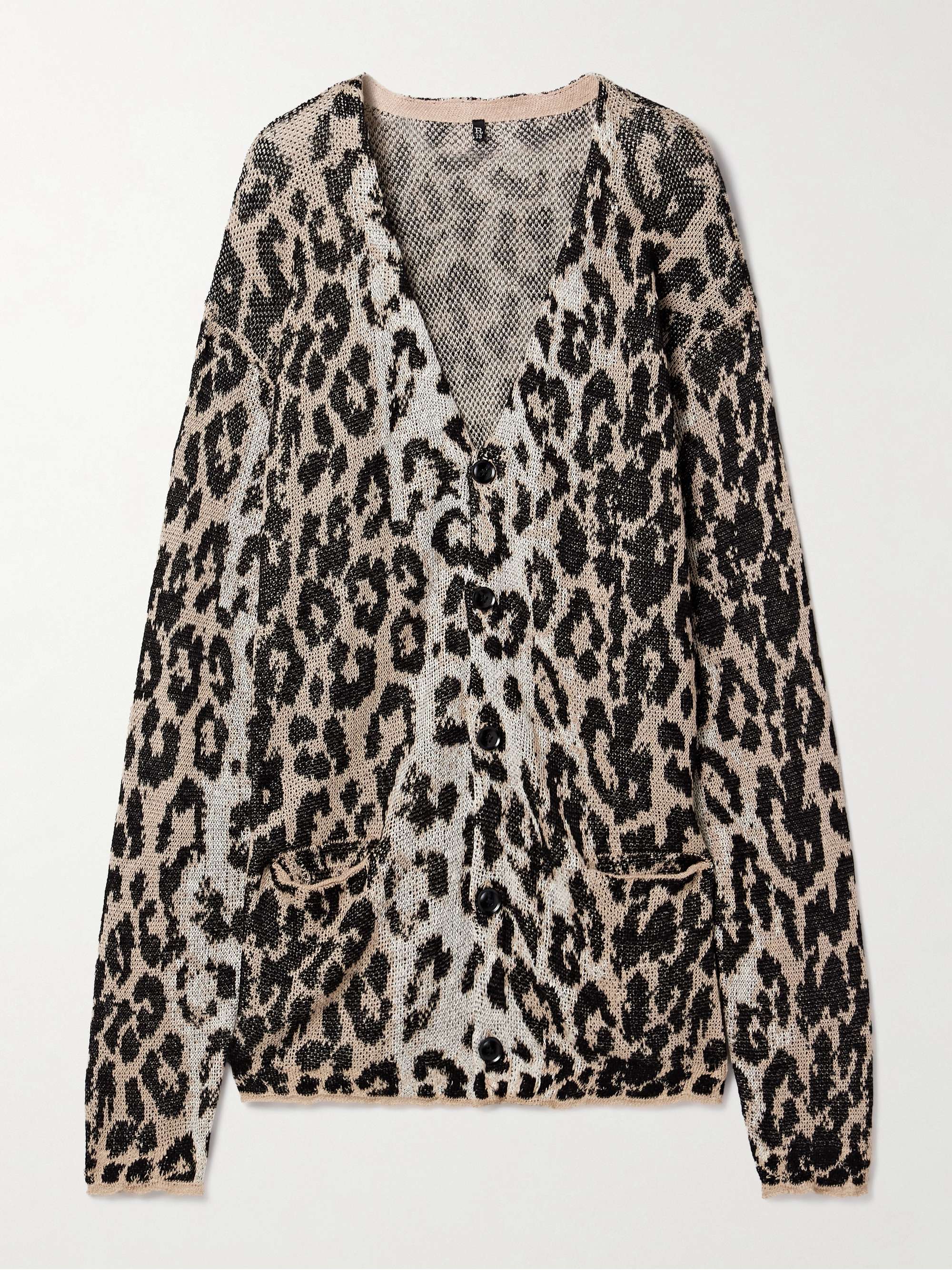 Boyfriend oversized jacquard-knit linen cardigan view