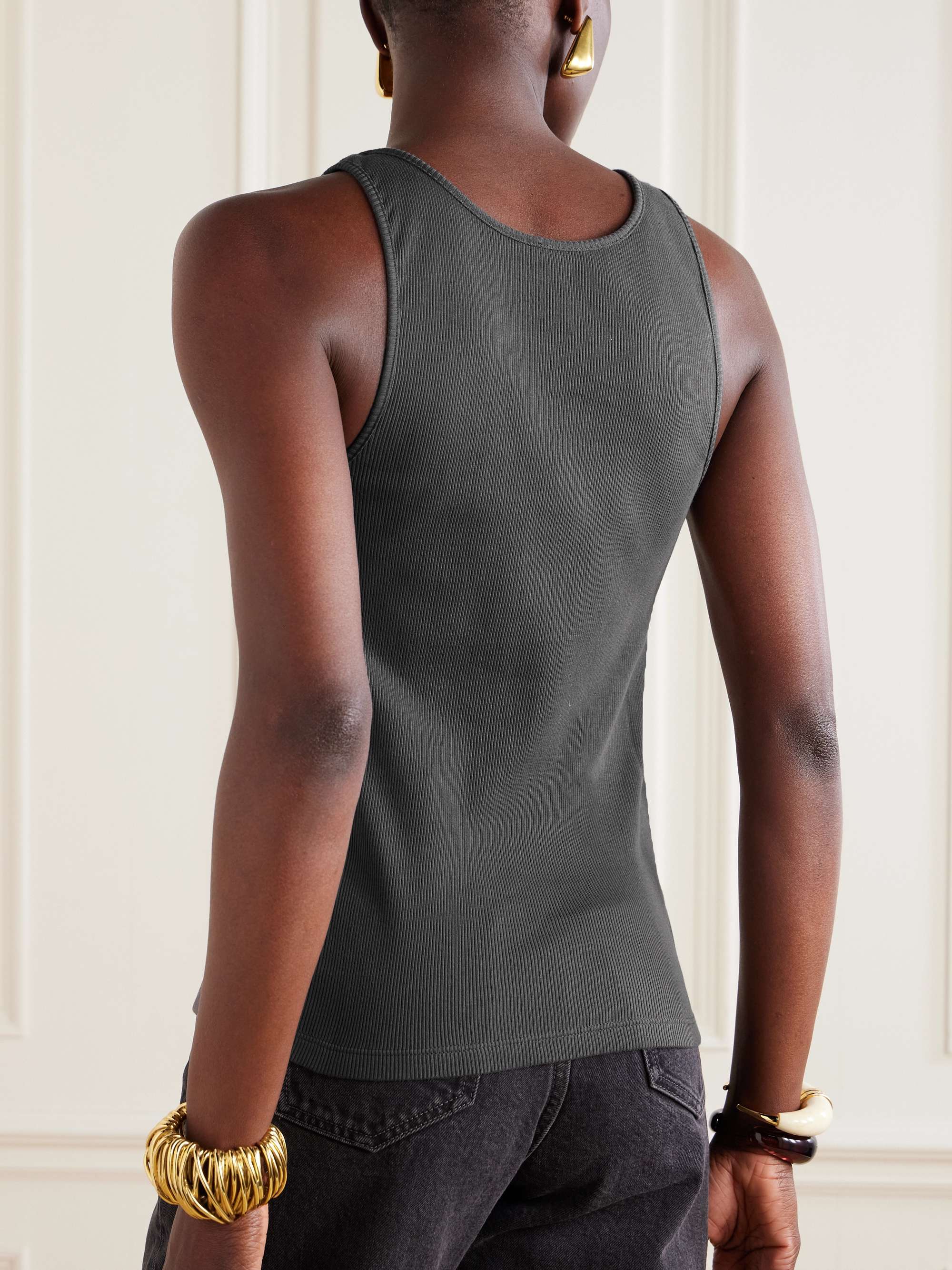 Cassandre embroidered ribbed cotton-jersey tank view