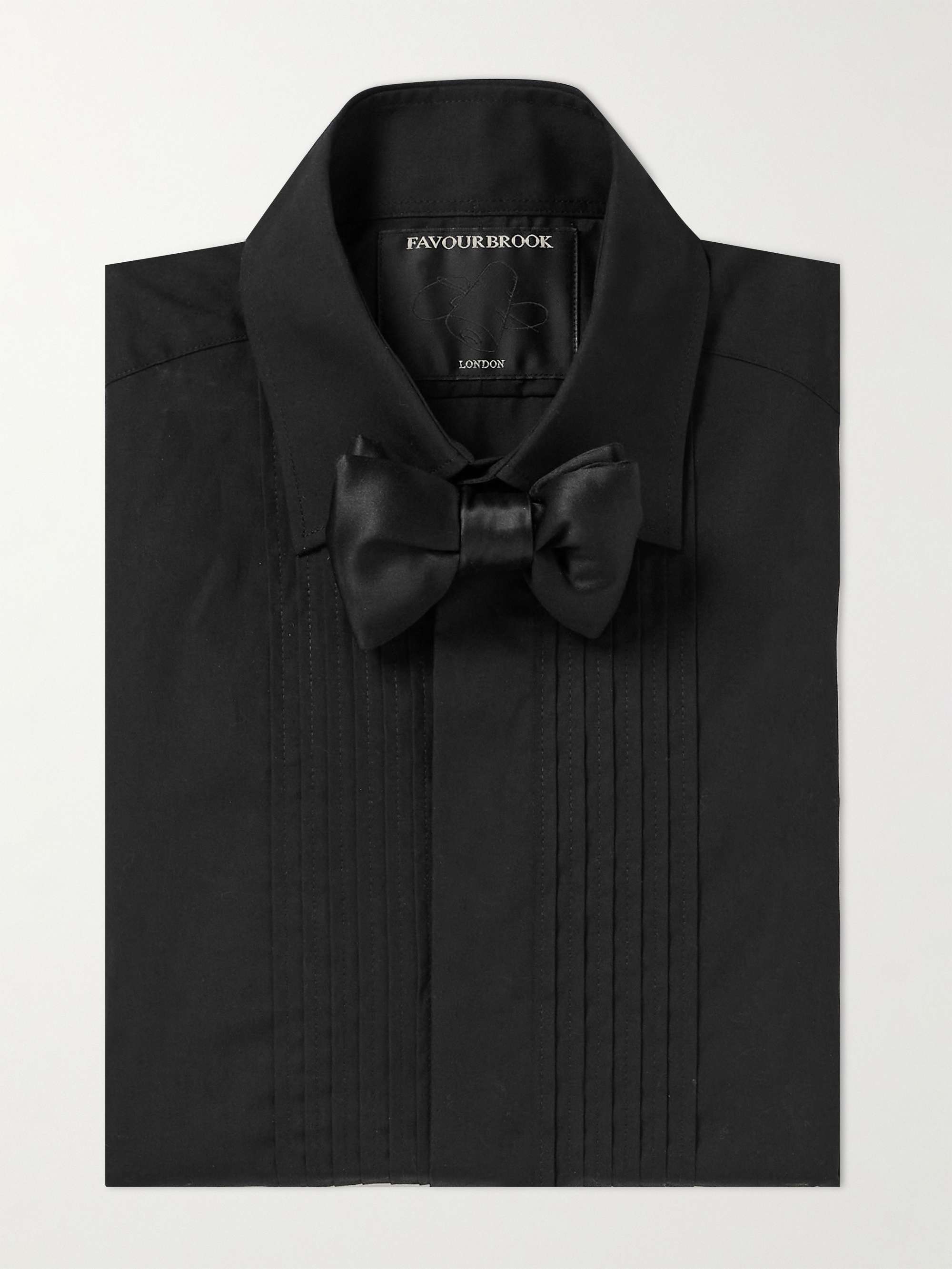 Cutaway-Collar Bib-Front Double-Cuff Cotton-Poplin Shirt view