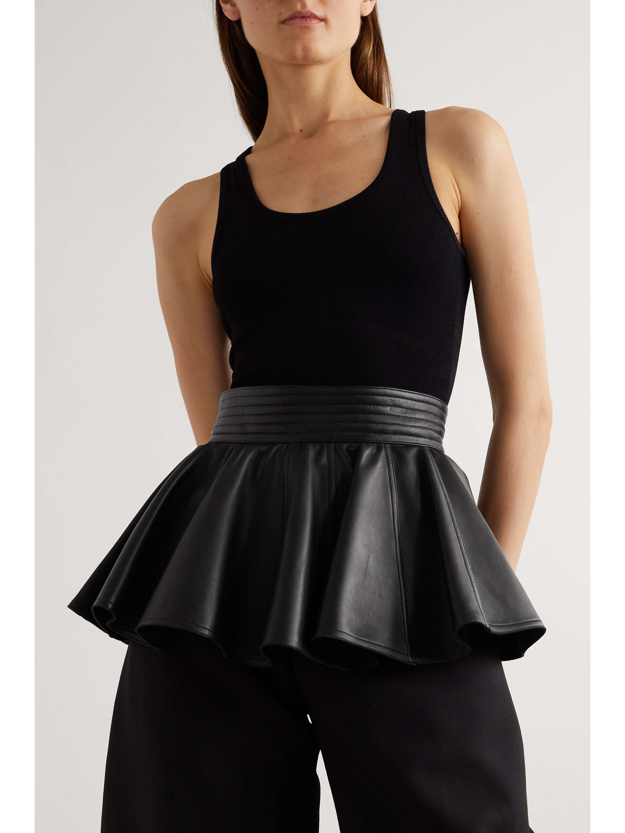 Ruffled leather waist belt view