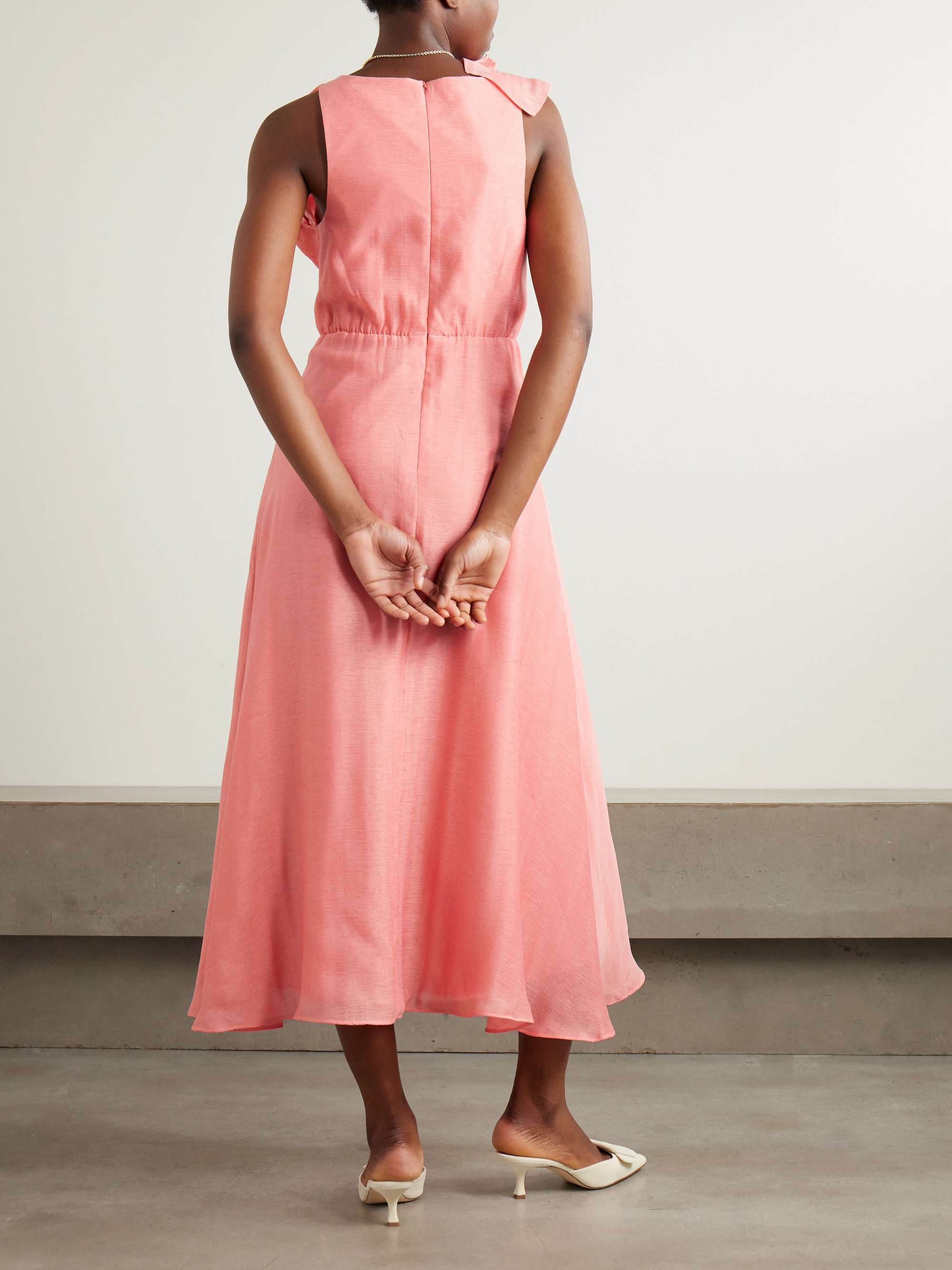 Genesis ruffled pleated muslin midi dress view