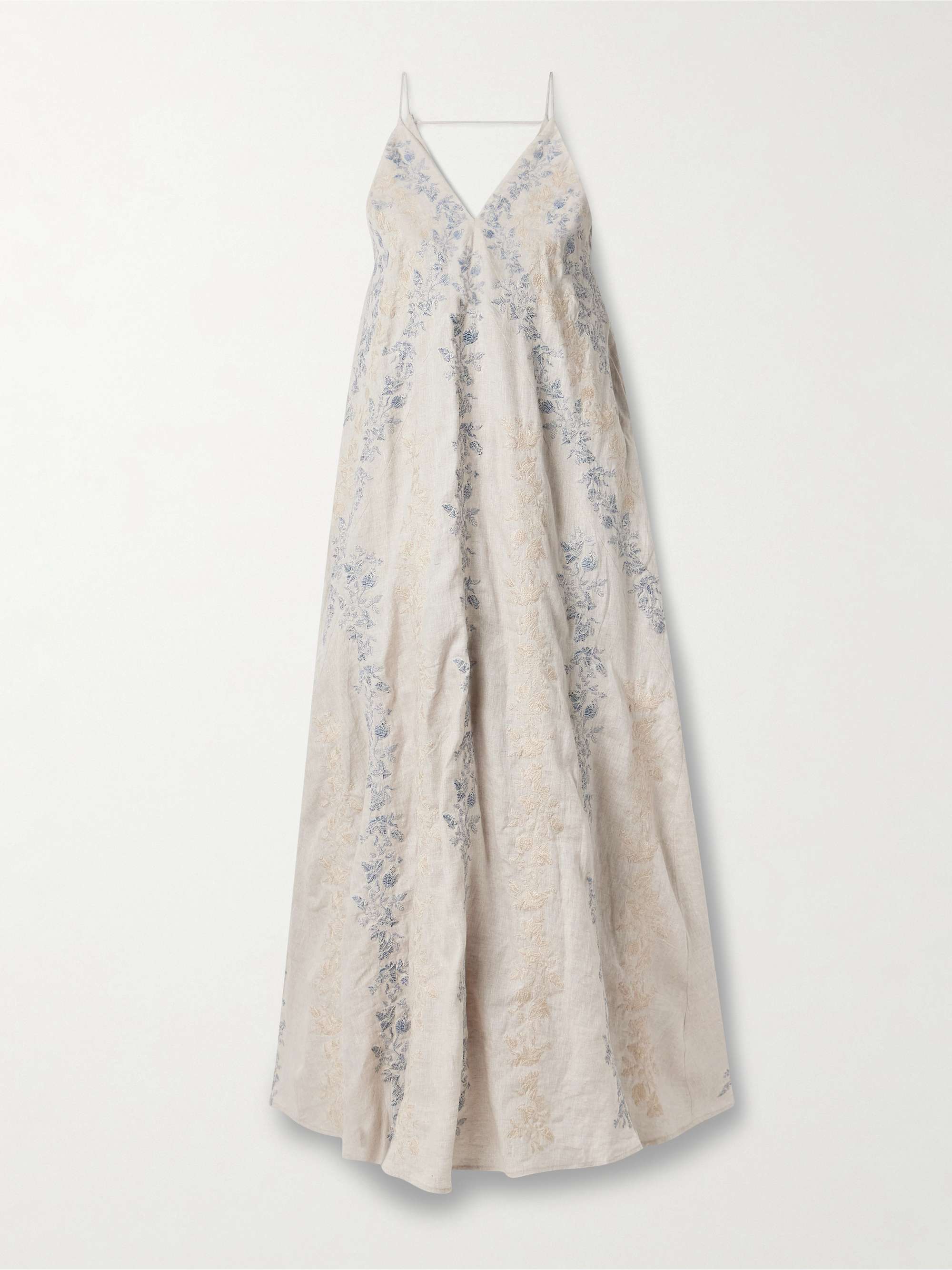 Soledad Bougainvillea embroidered linen maxi dress view
