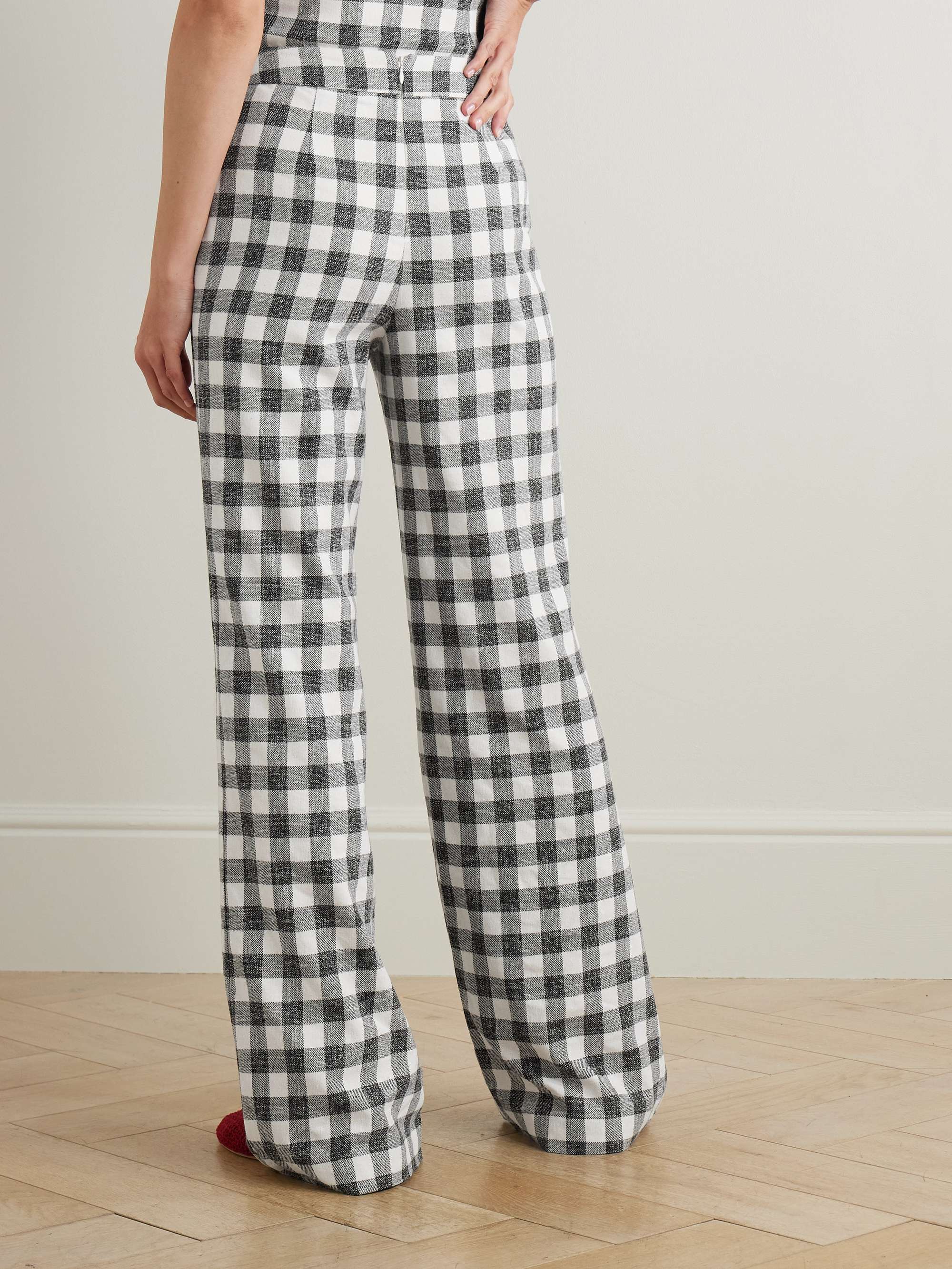 Mayflower gingham cotton-blend wide-leg pants view