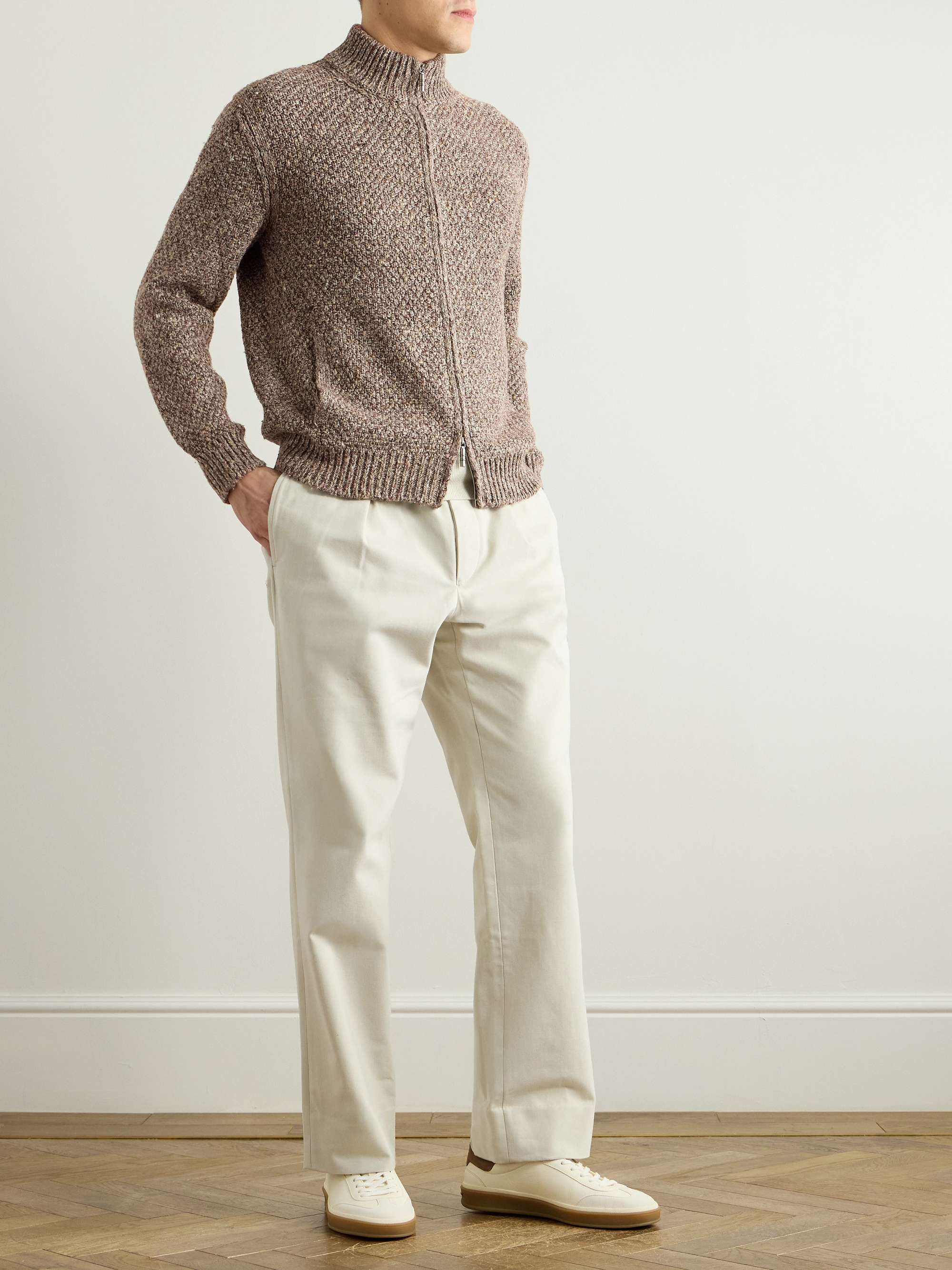 Silk and Cashmere-Blend Zip-Up Cardigan view