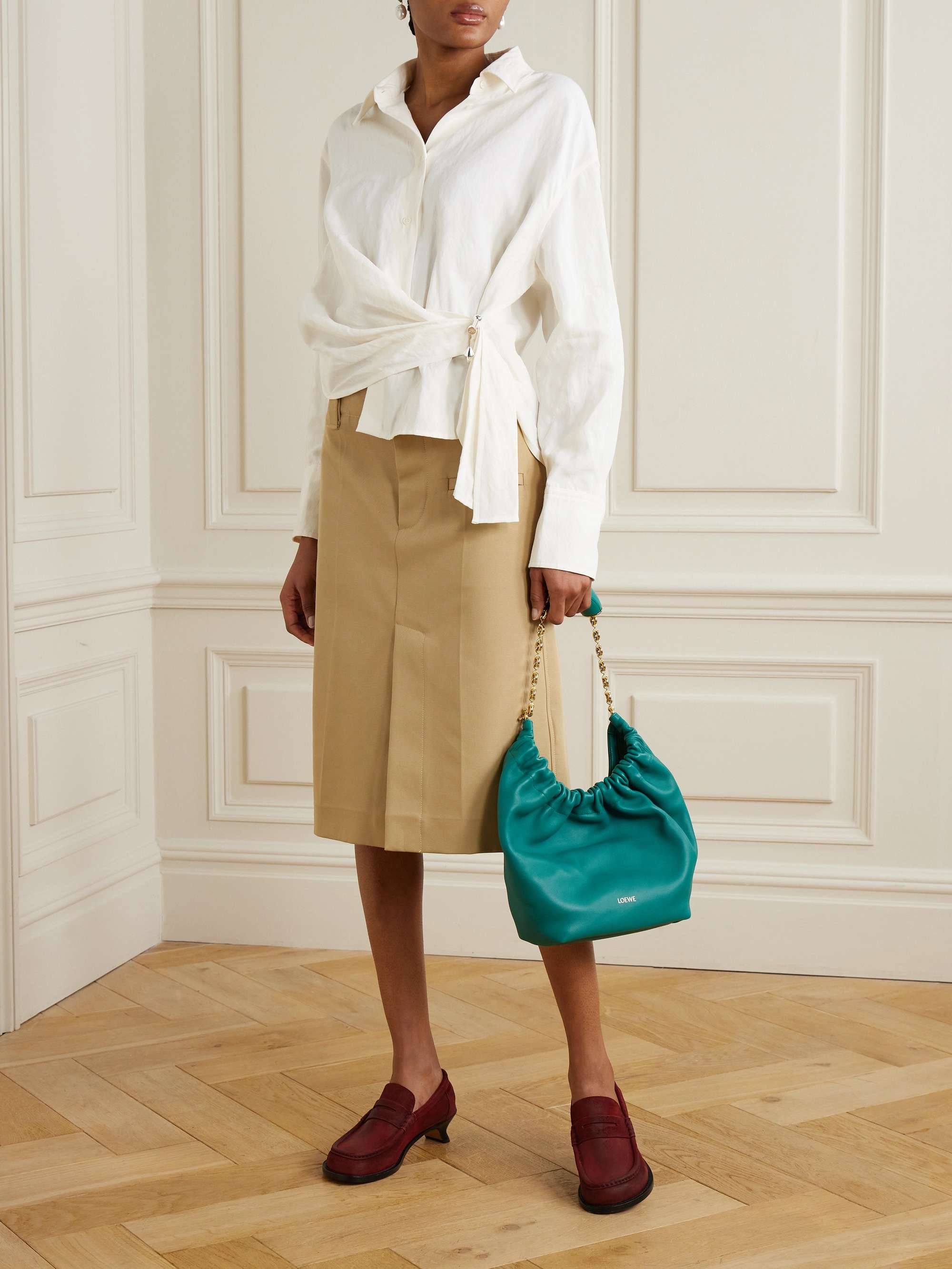 Draped embellished voile shirt view