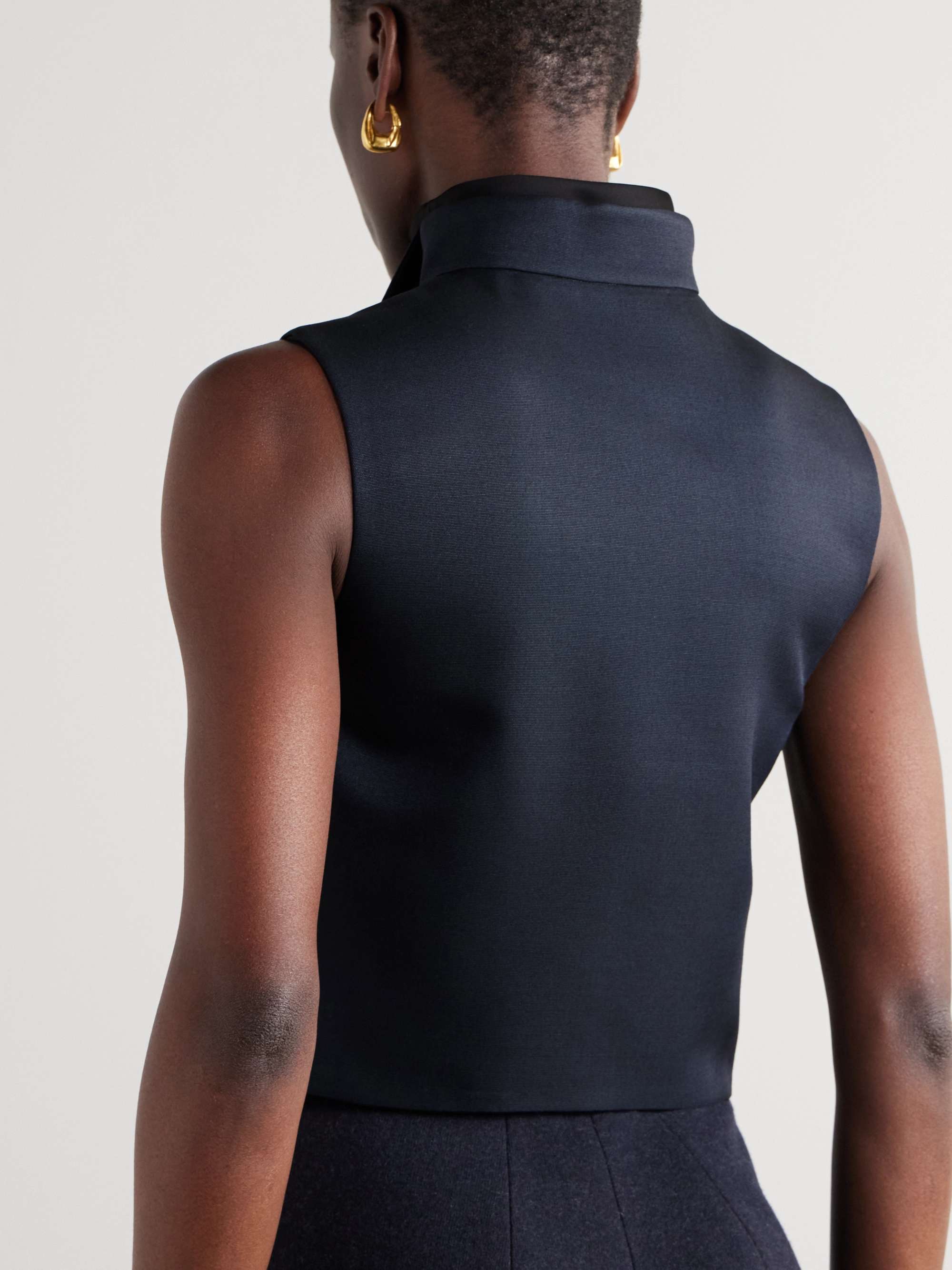 Dianne layered satin-trimmed grain de poudre wool and silk-blend vest view