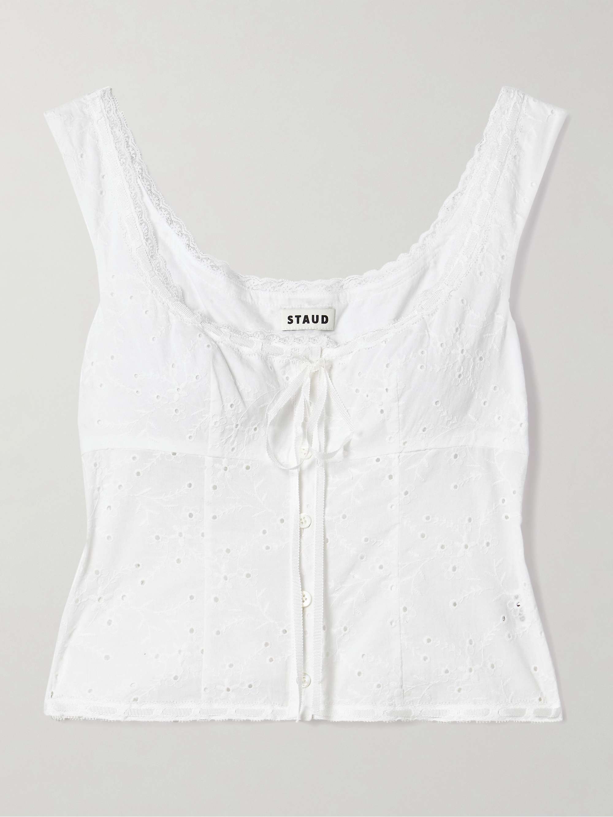 Lou lace-trimmed broderie anglaise cotton tank view