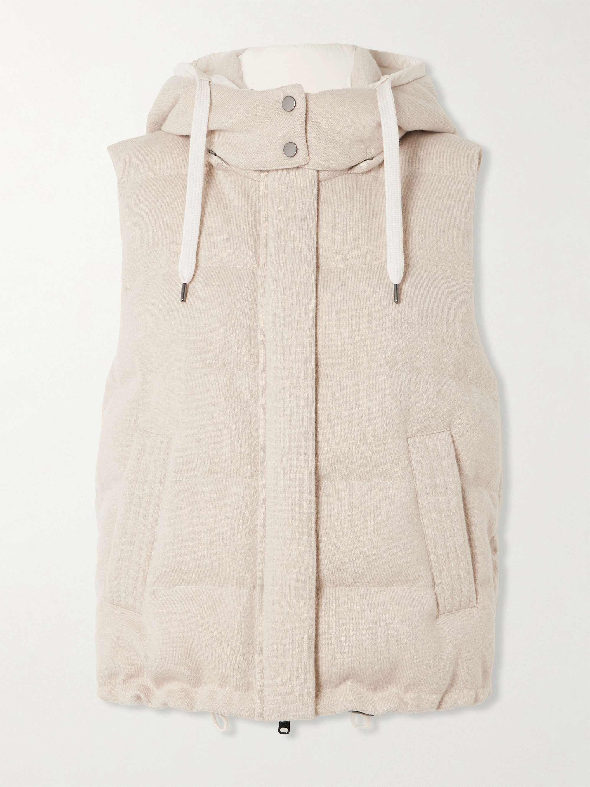 Reversible hooded quilted cashmere and shell vest view