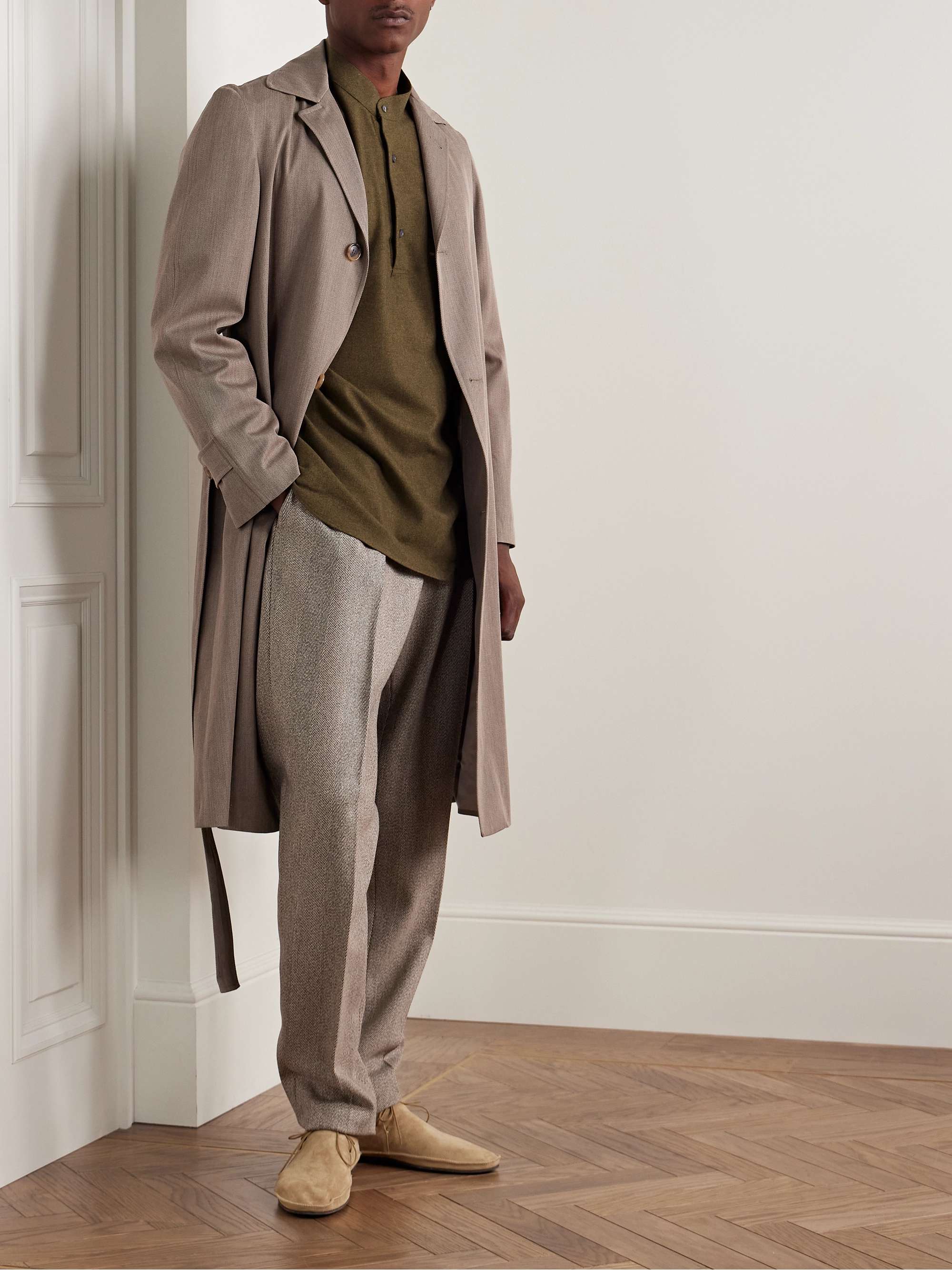 Elia Grandad-Collar Virgin Wool and Cashmere-Blend Shirt view