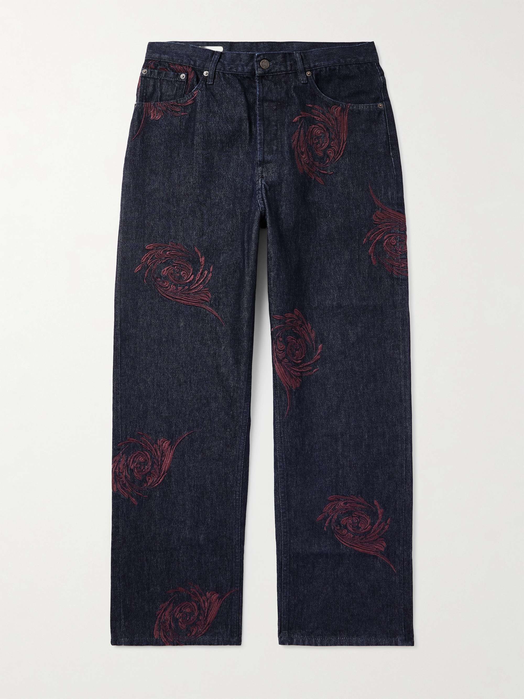 Embroidered Straight-Leg Jeans view