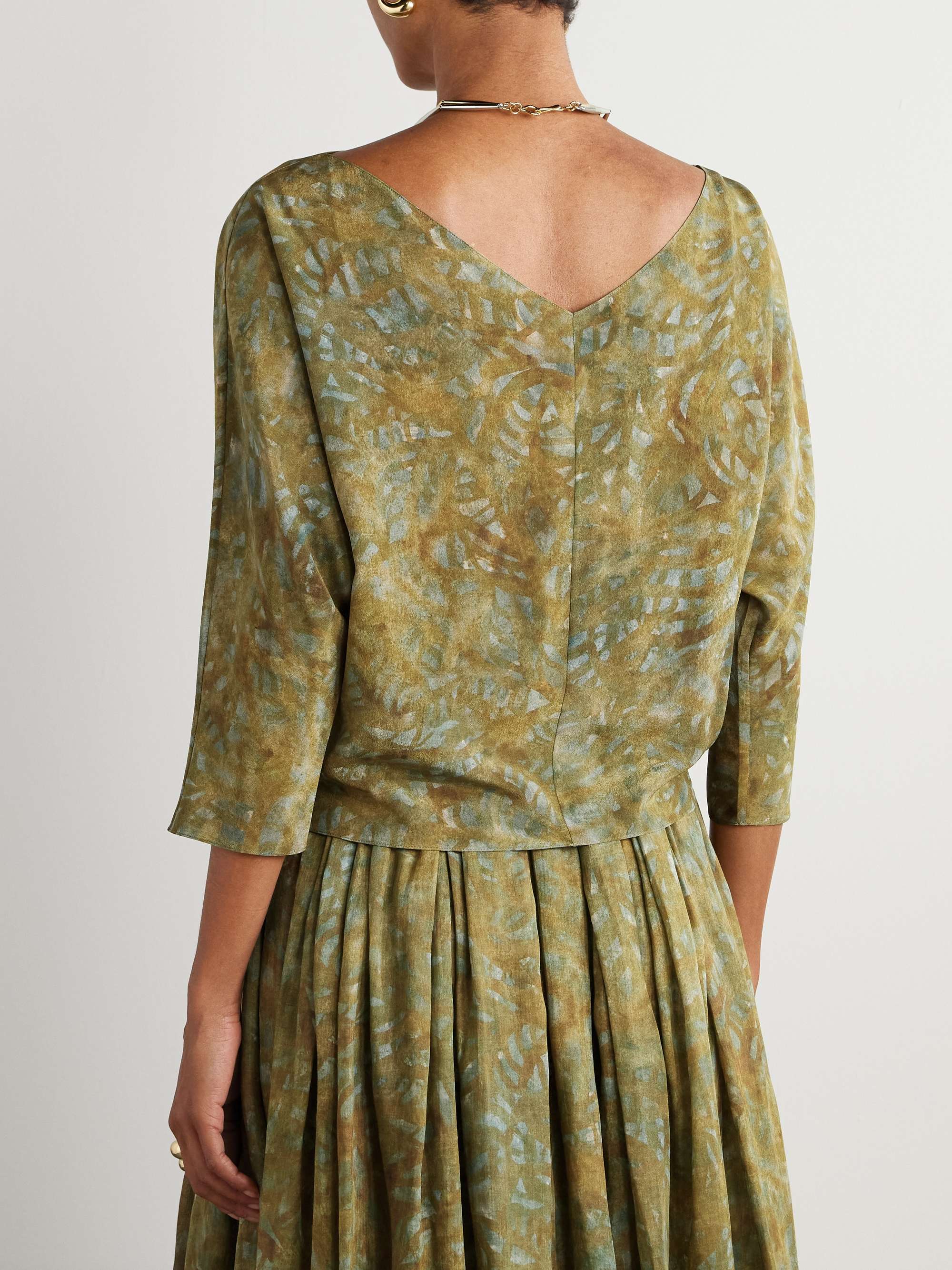Printed silk-crepe top view