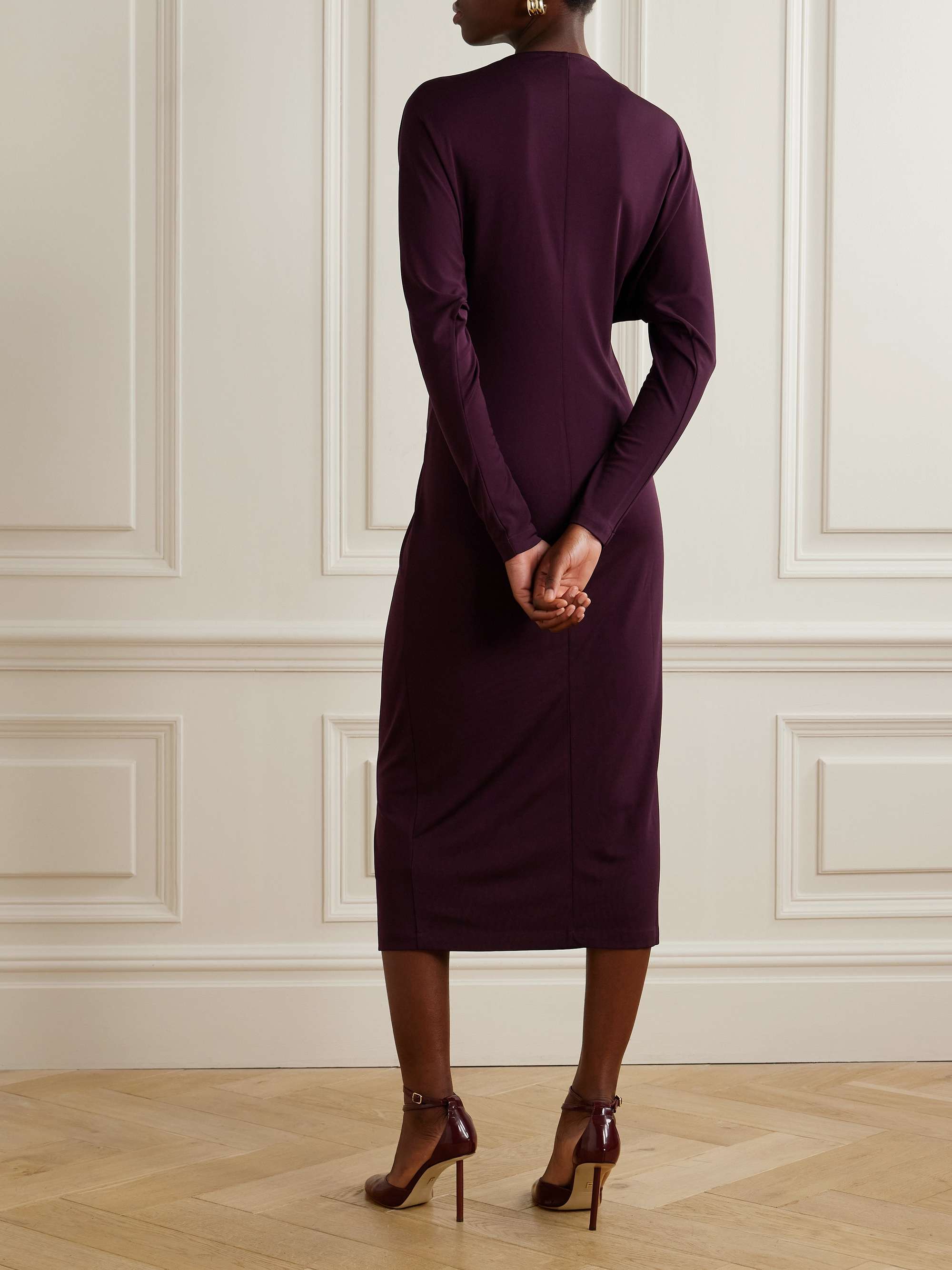 Mathilde knotted stretch-crepe midi dress view