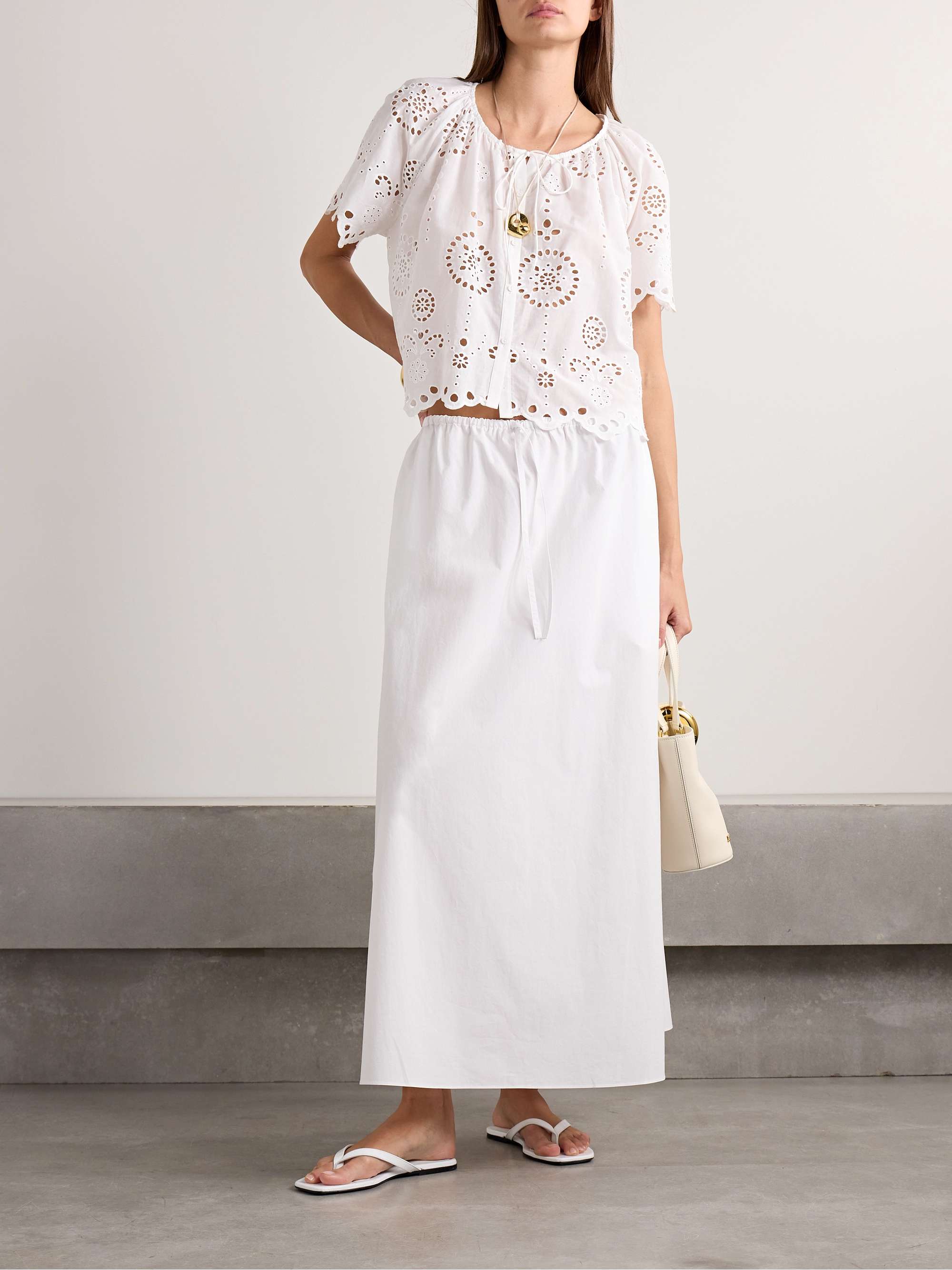 Organic cotton-poplin midi skirt view
