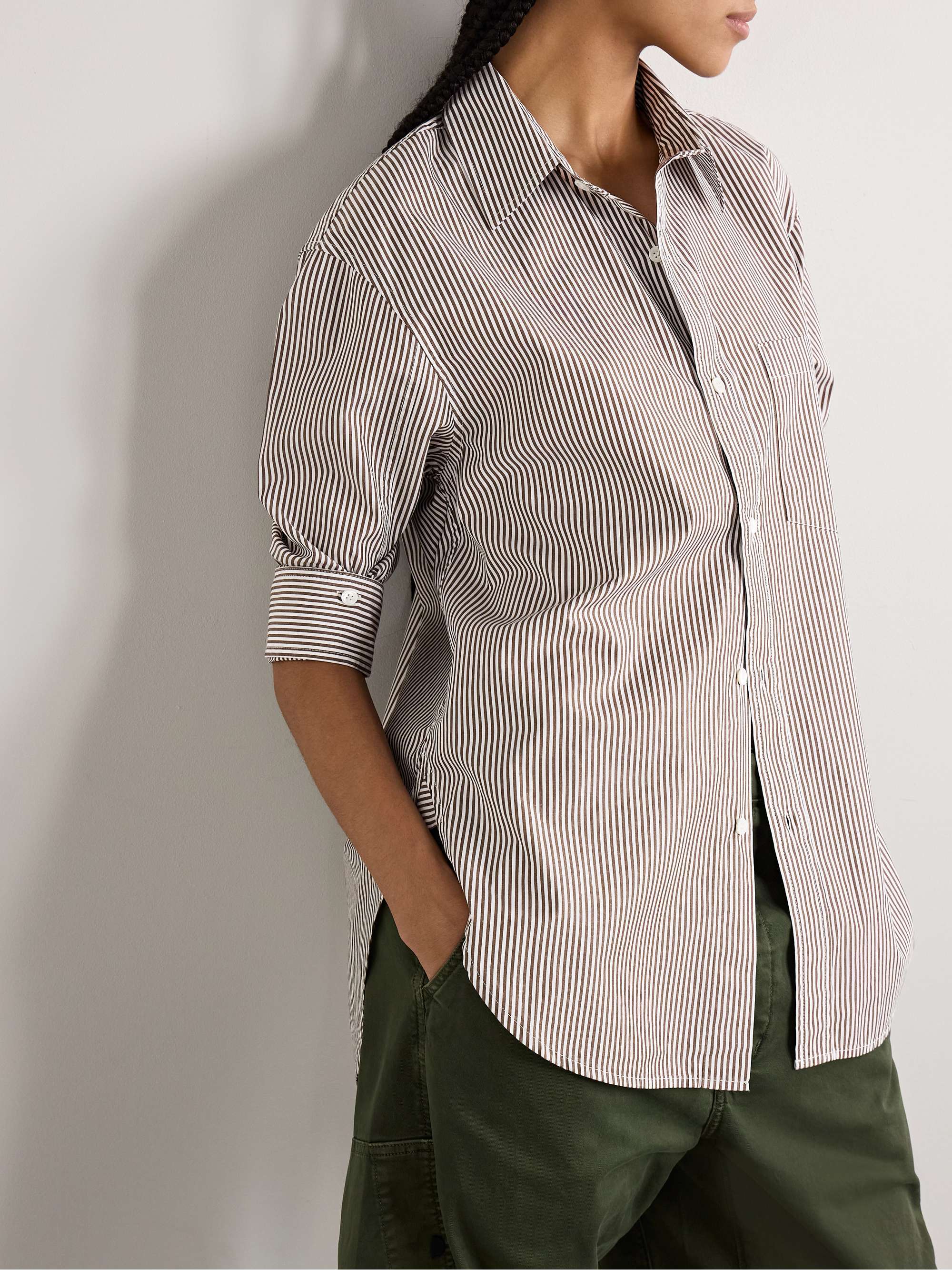Kayla striped cotton-poplin shirt view
