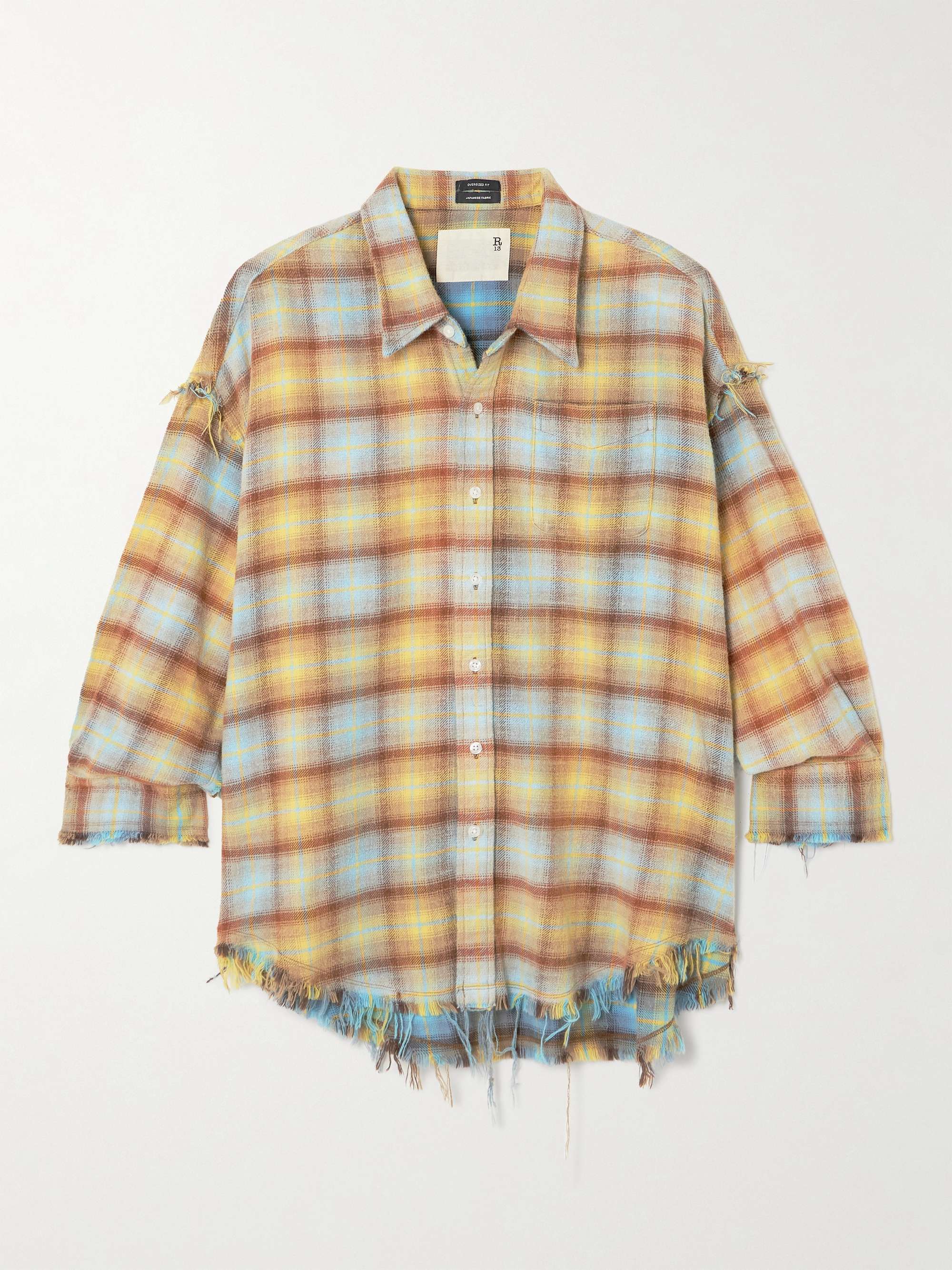 Distressed checked cotton-flannel shirt view