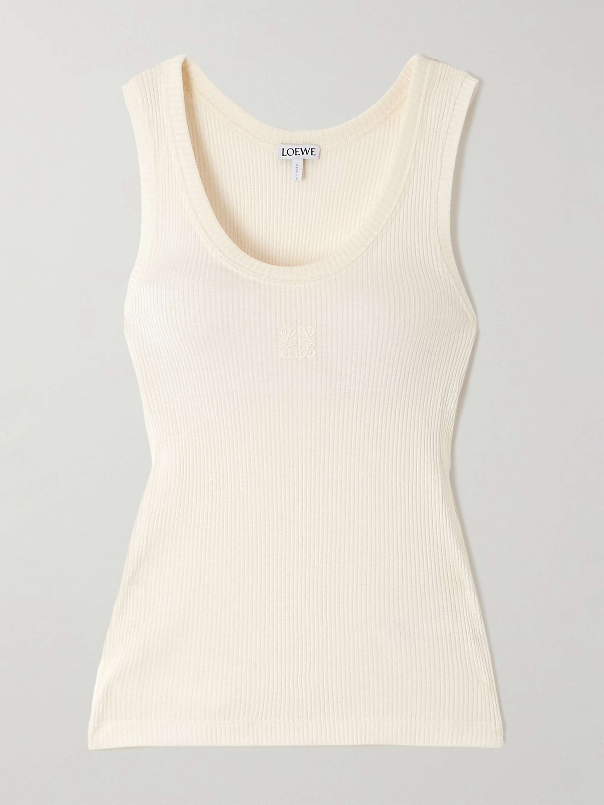 Anagram embroidered ribbed silk-jersey tank view