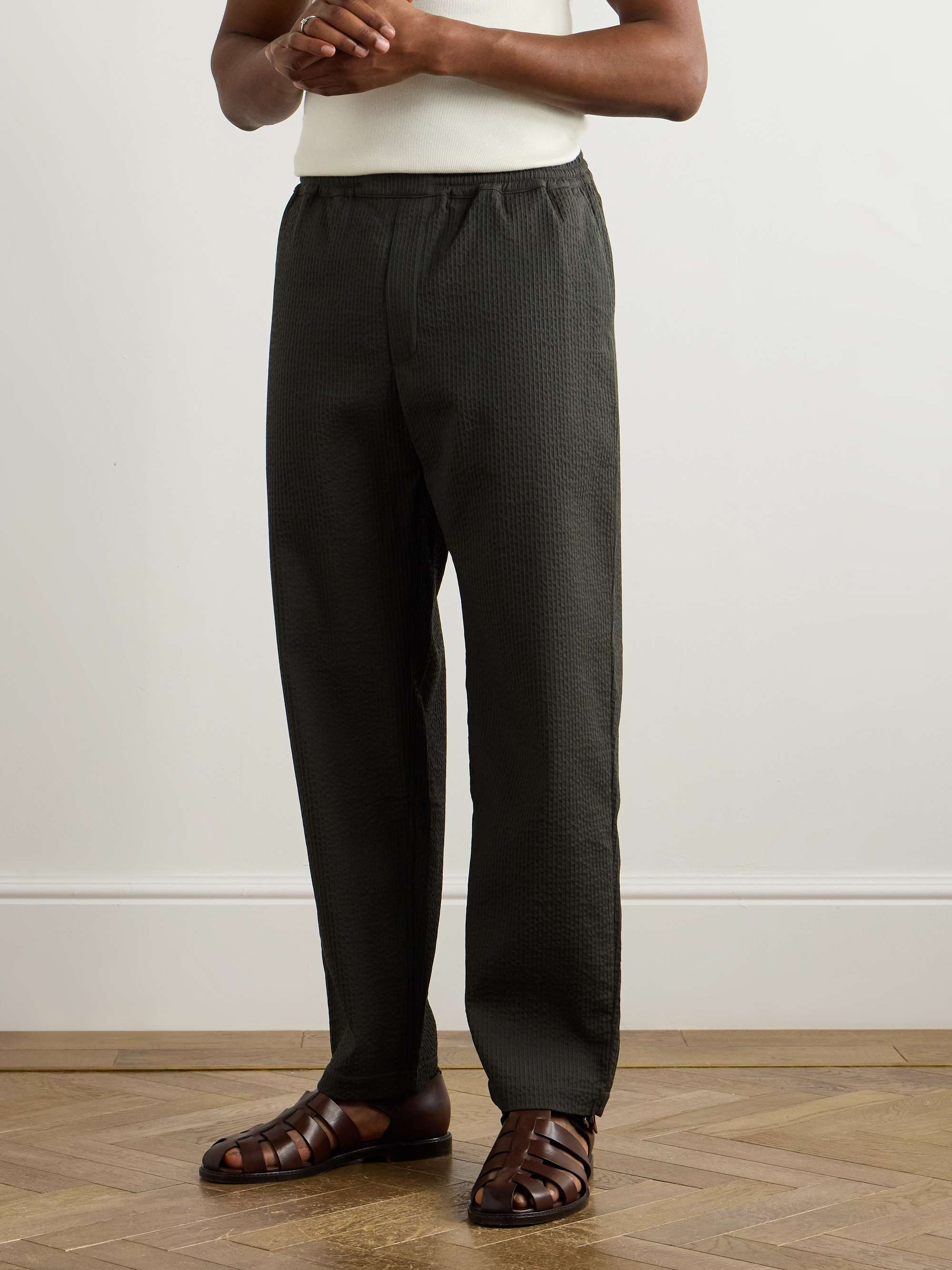 Banasa Tapered Wool-Seersucker Trousers view
